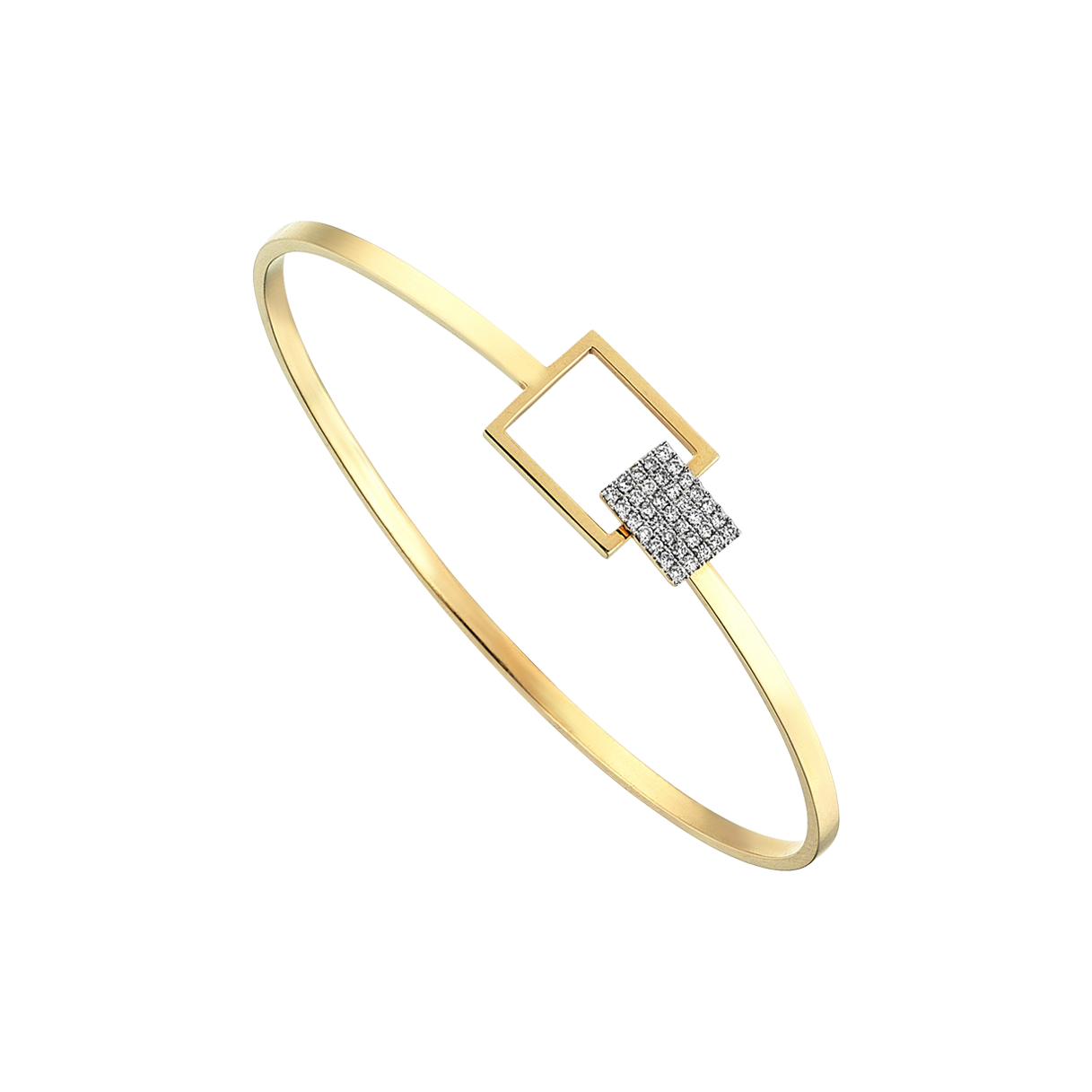 Geometric Squares Pave Bracelet in Yellow Gold - Her Story Shop