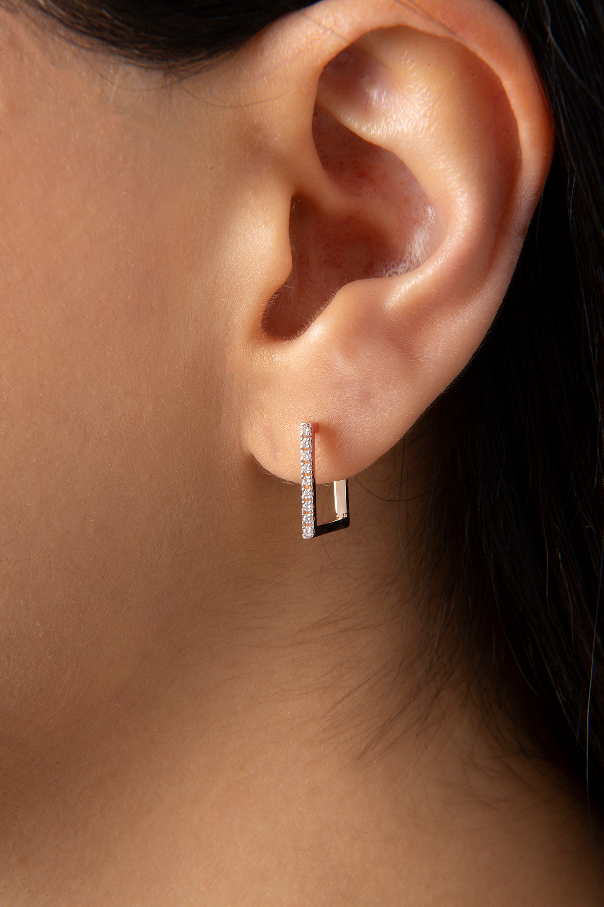 Mini Square Earring in Rose Gold - Her Story Shop