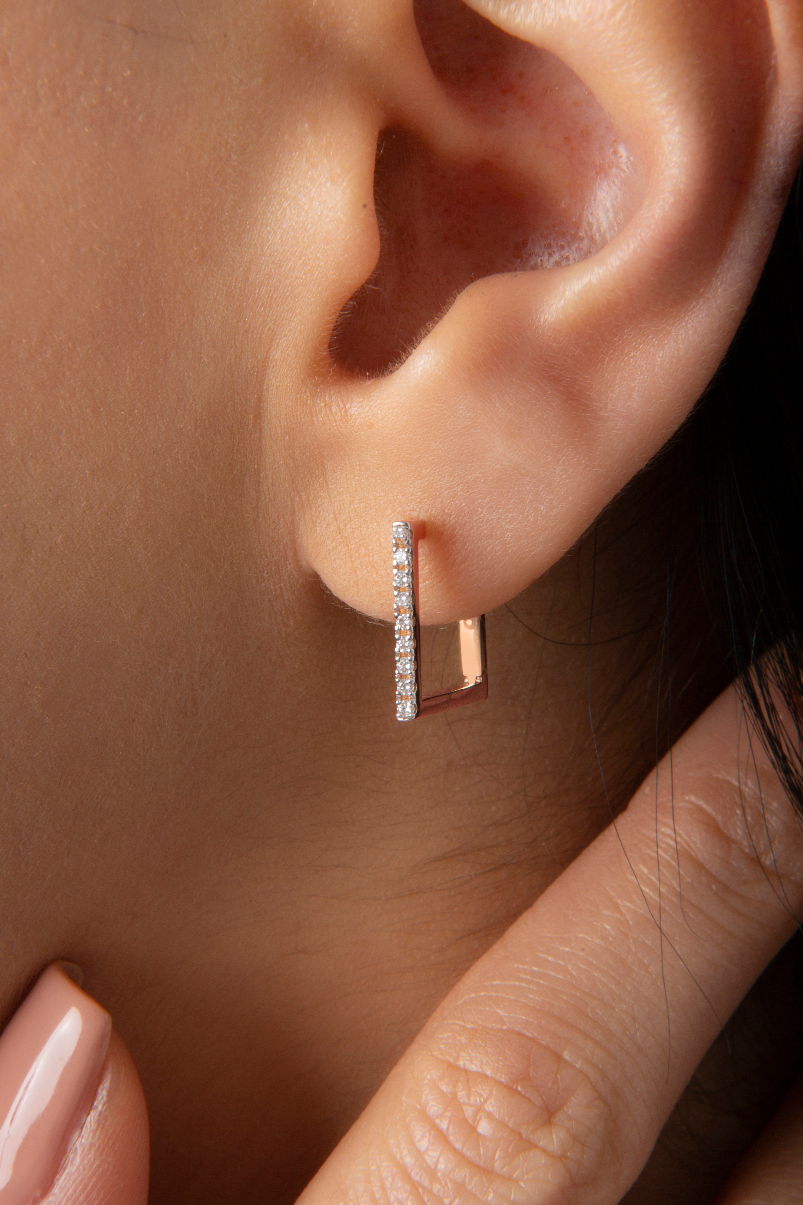 Mini Square Earring in Rose Gold - Her Story Shop