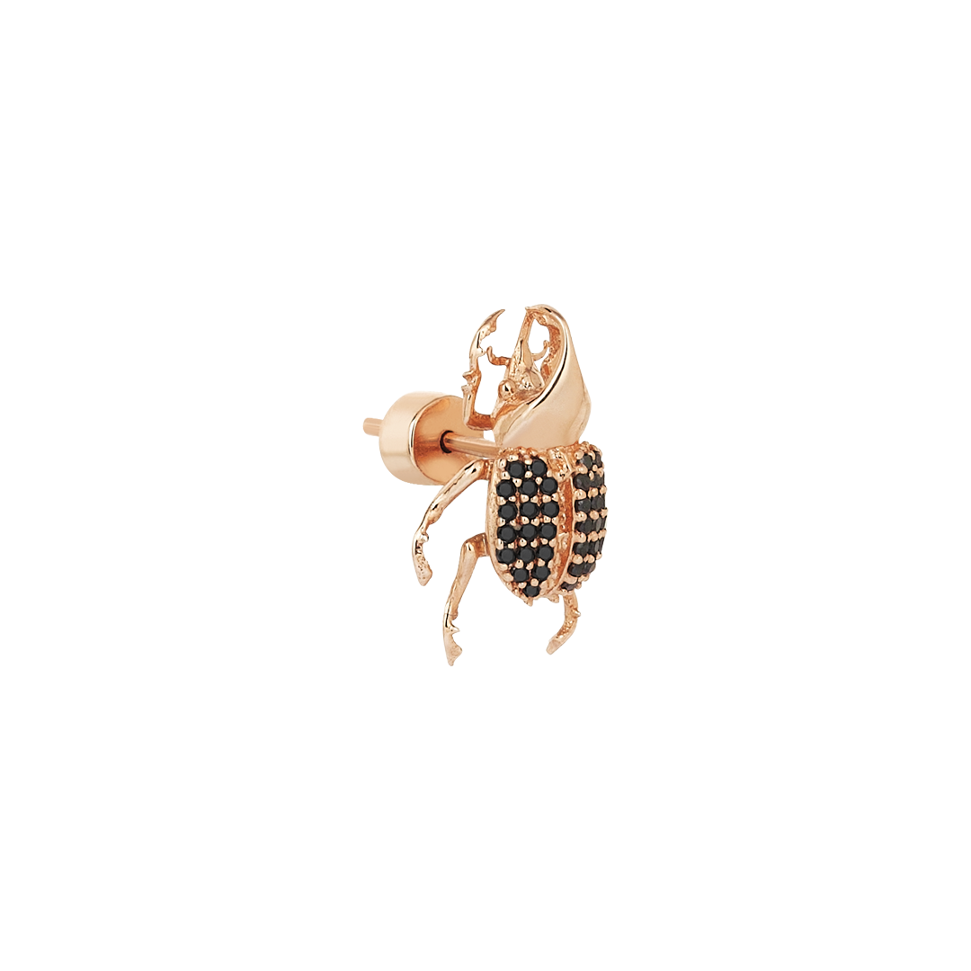 Rhino Beetle Earring in Rose Gold - Her Story Shop