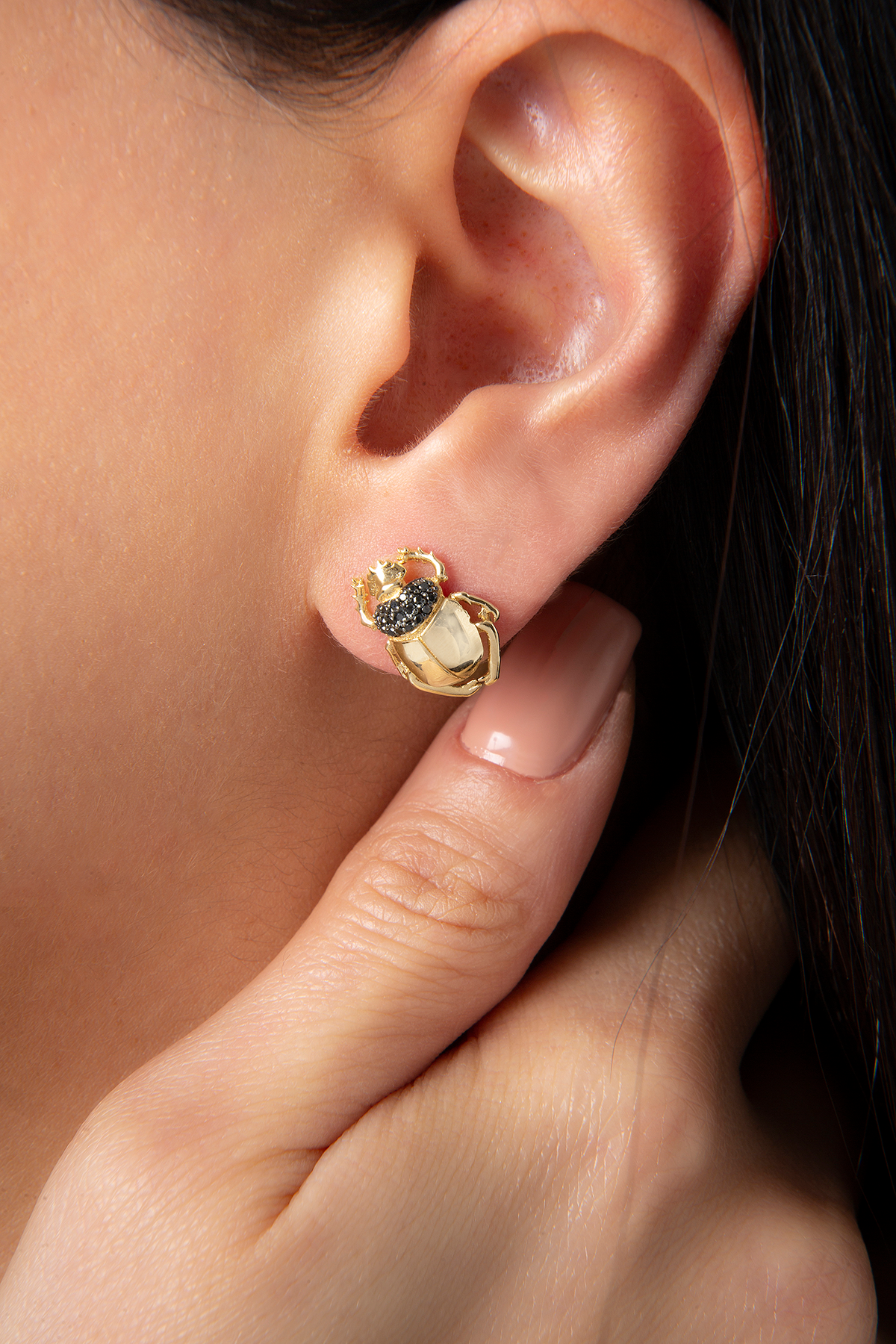 Scarab Earring in Yellow Gold - Her Story Shop