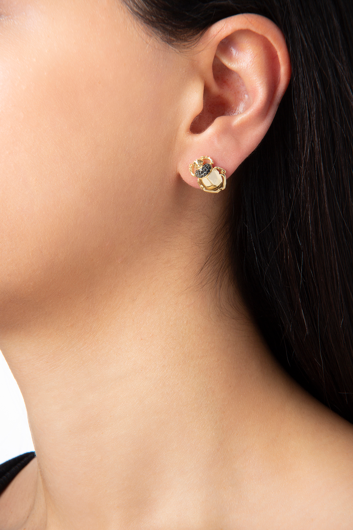 Scarab Earring in Yellow Gold - Her Story Shop