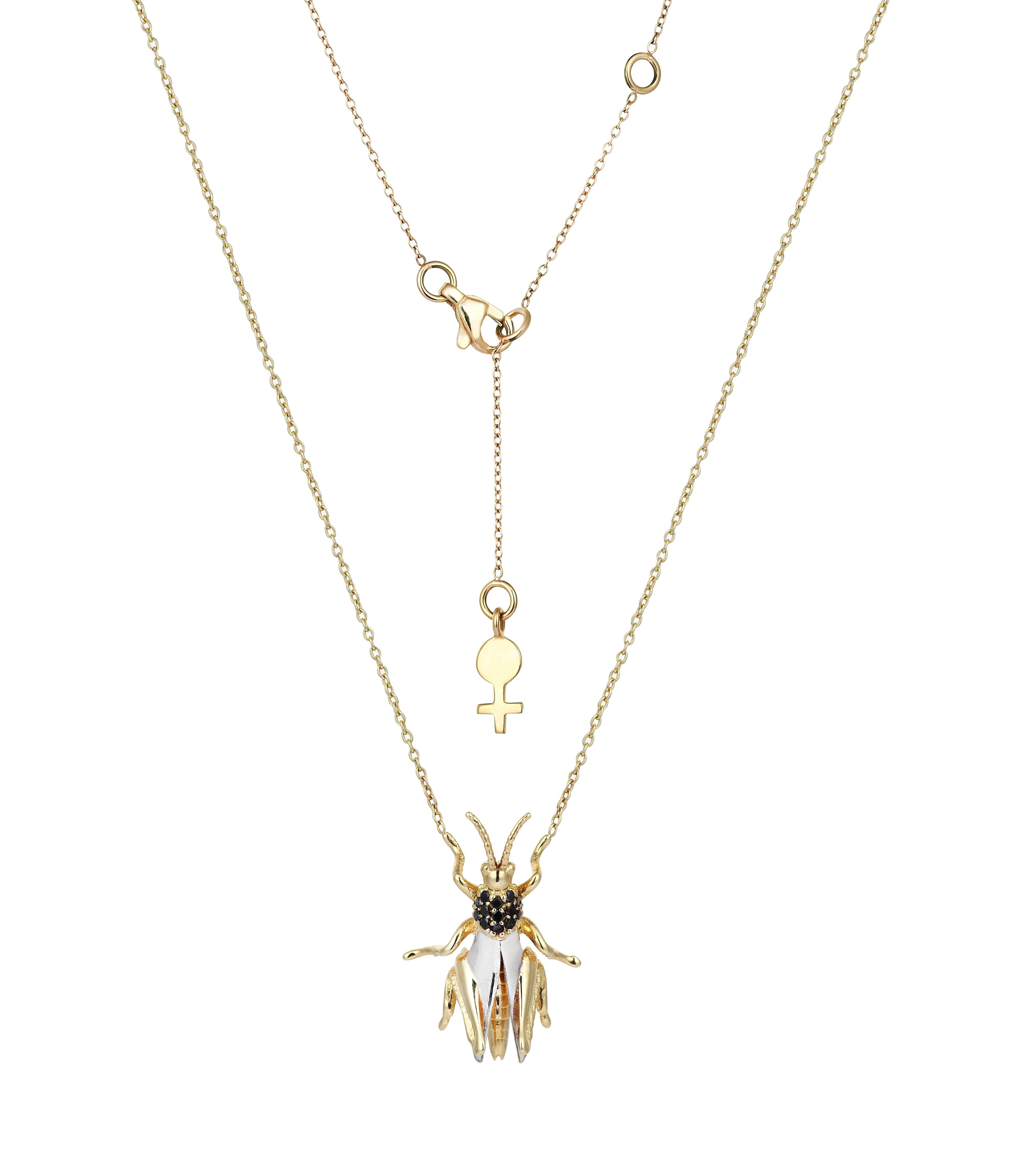 Grasshopper Necklace in Yellow Gold - Her Story Shop