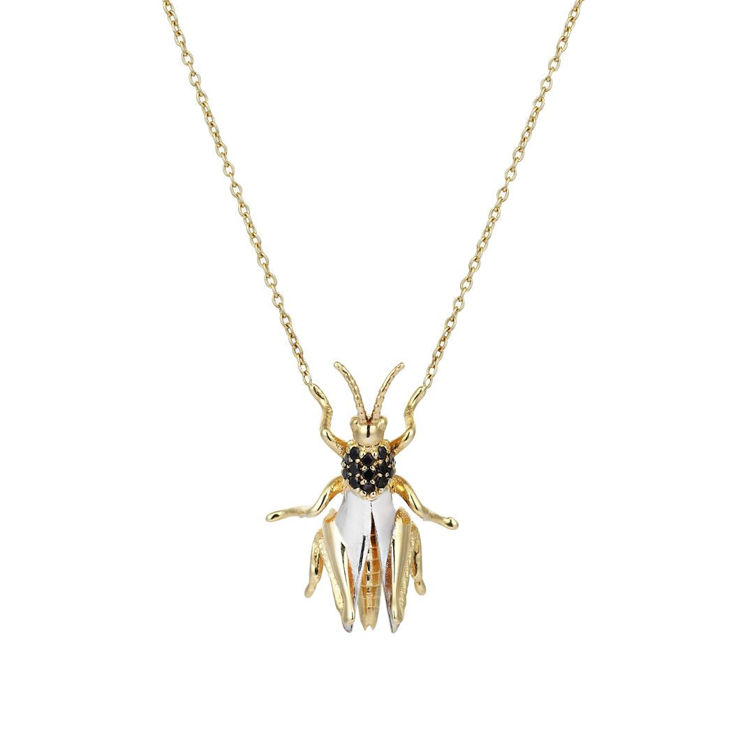 Grasshopper Necklace in Yellow Gold - Her Story Shop