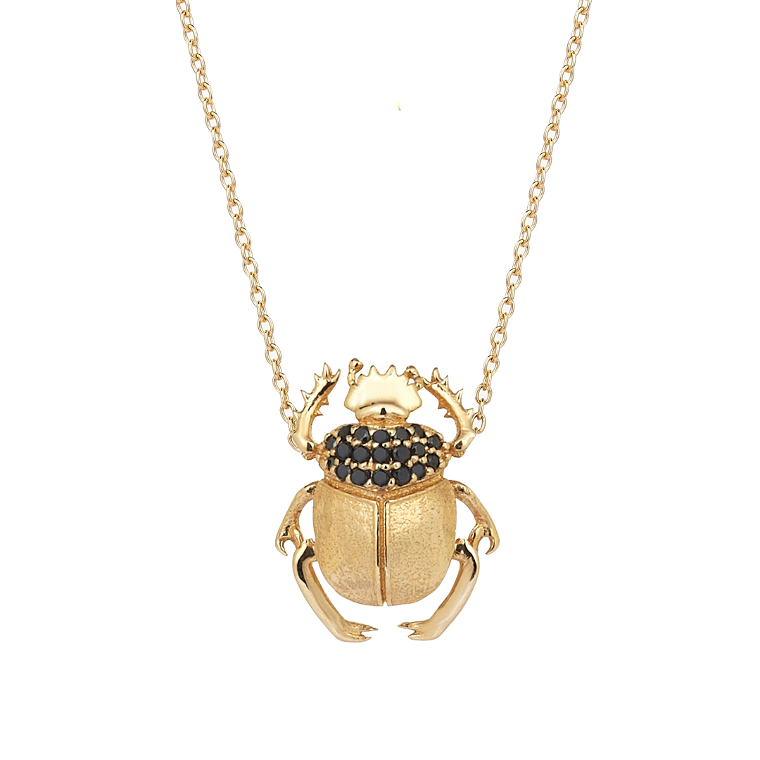 Scarab Necklace in Yellow Gold - Her Story Shop