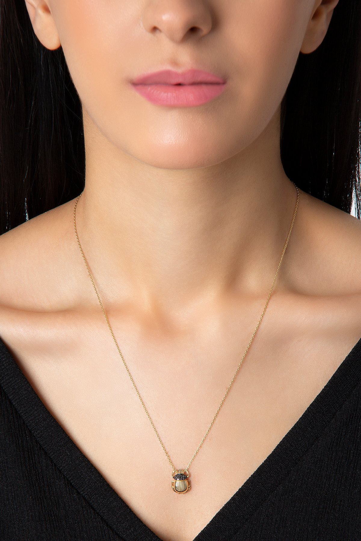 Scarab Necklace in Yellow Gold - Her Story Shop