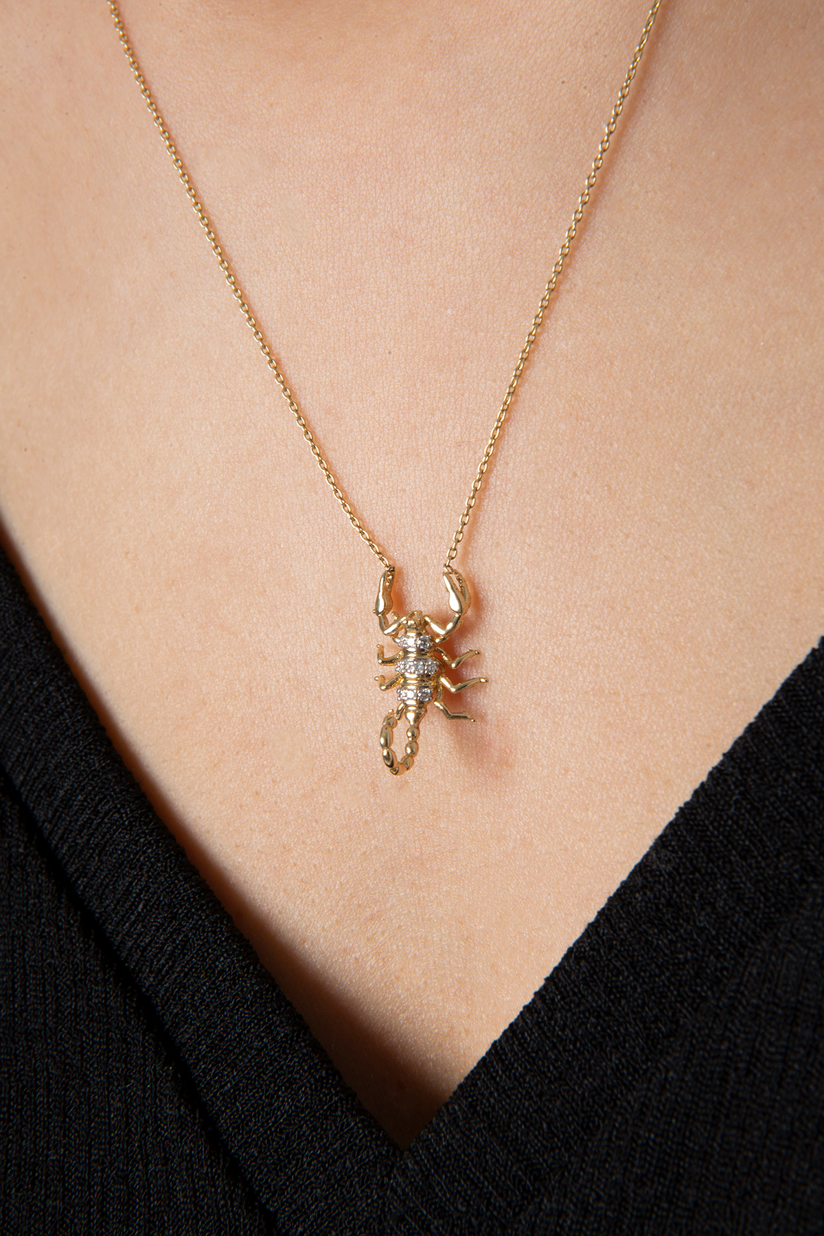 Scorpion Necklace in Yellow Gold - Her Story Shop