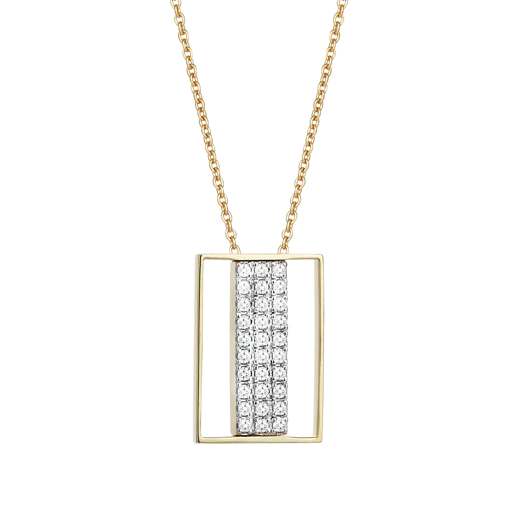 Pave Rectangular Necklace in Yellow Gold - Her Story Shop