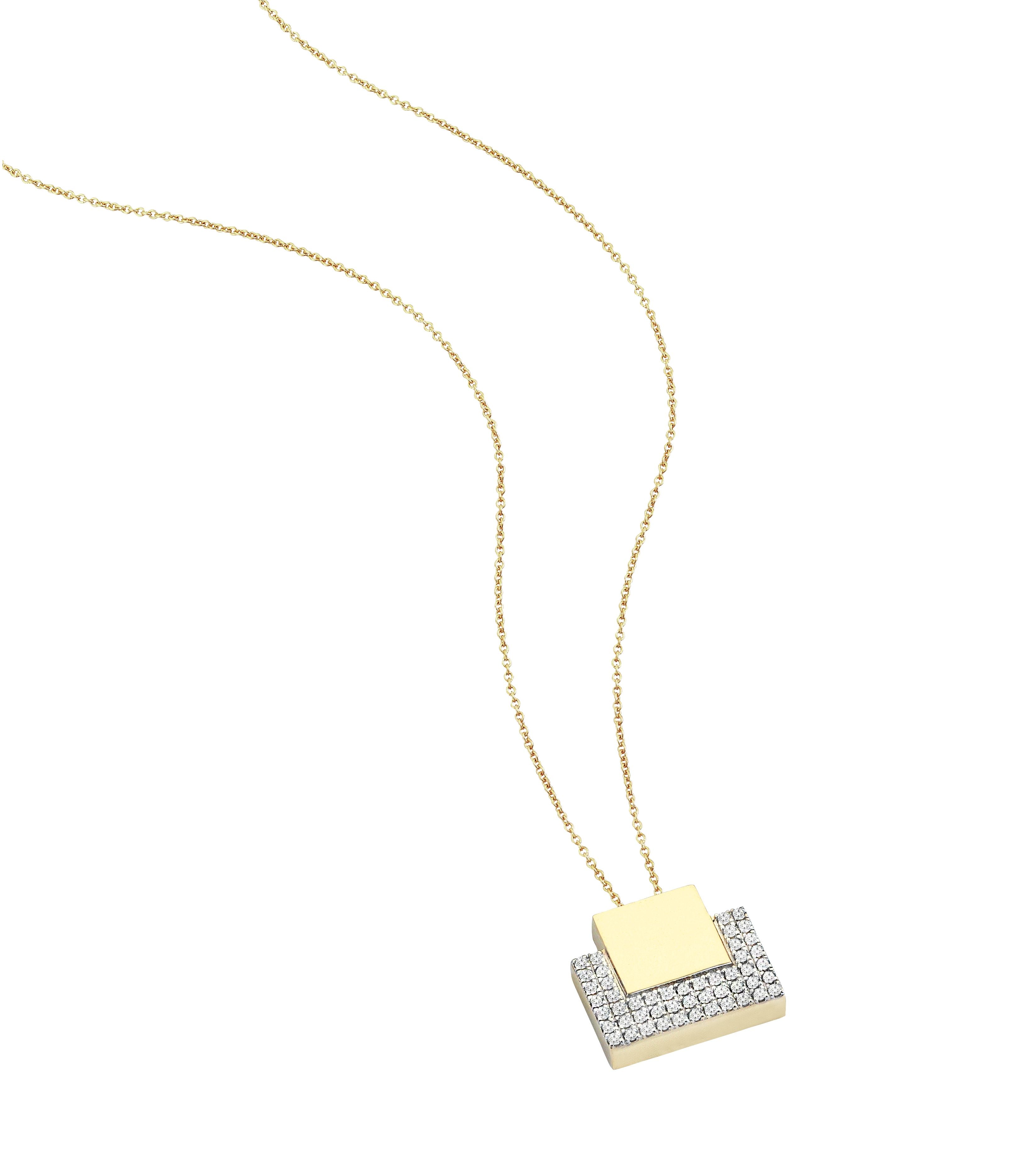 Pave Purse Necklace in Yellow Gold - Her Story Shop