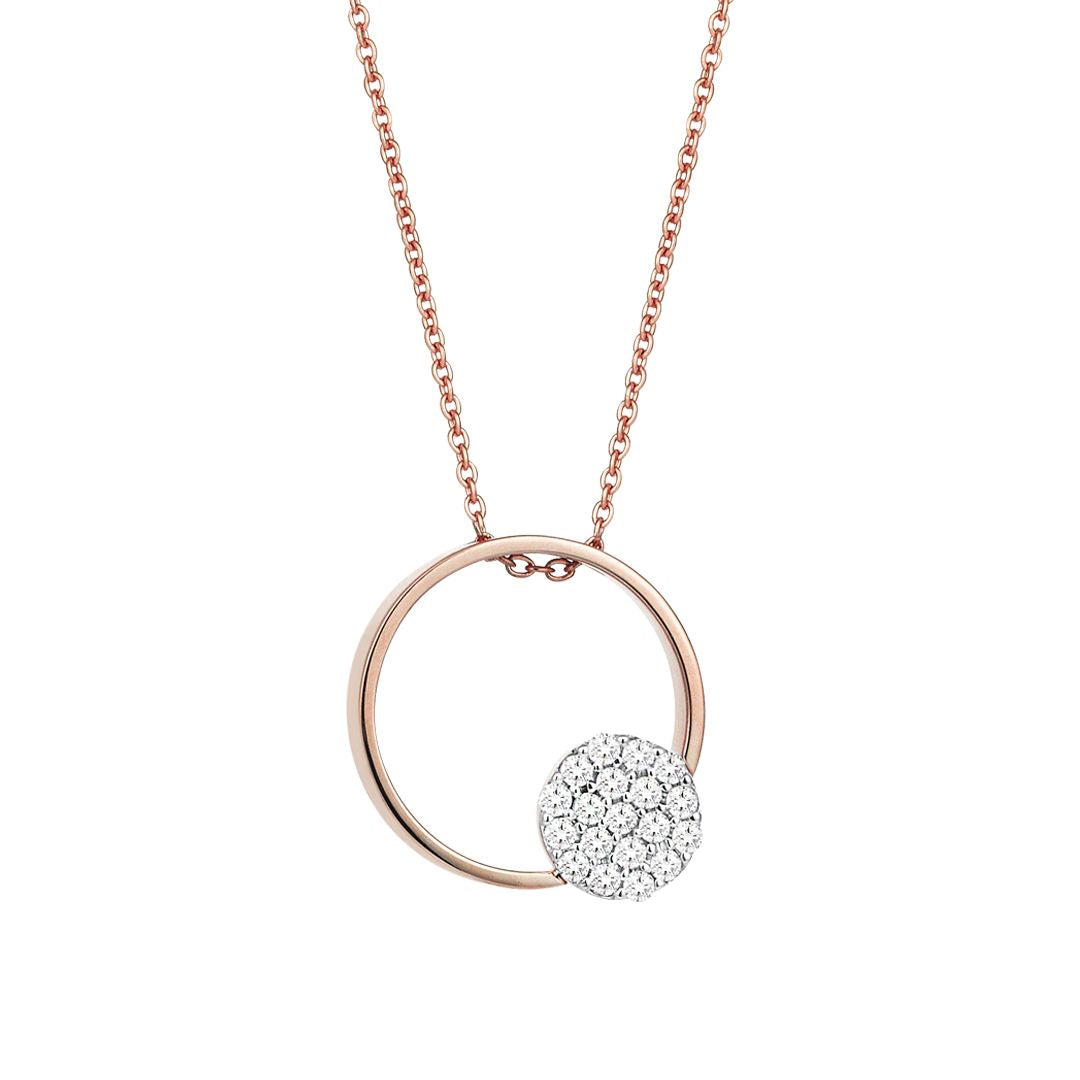 Pave Circular Necklace in Rose Gold - Her Story Shop