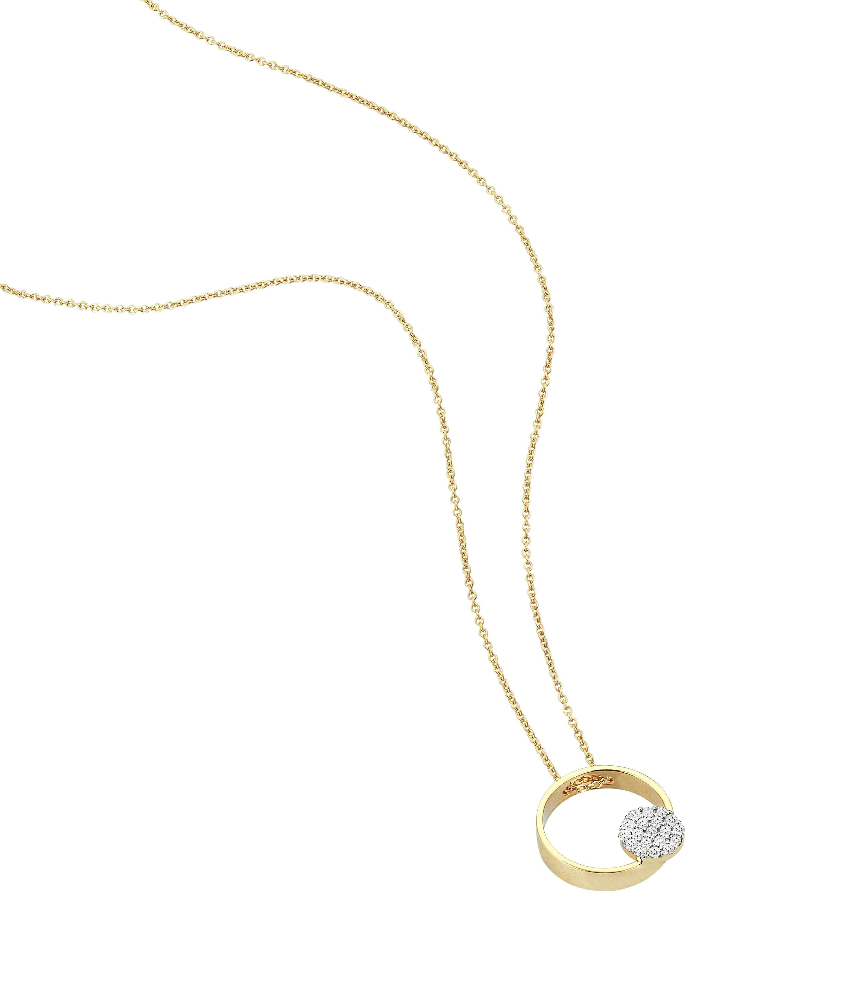 Pave Circular Necklace in Yellow Gold - Her Story Shop