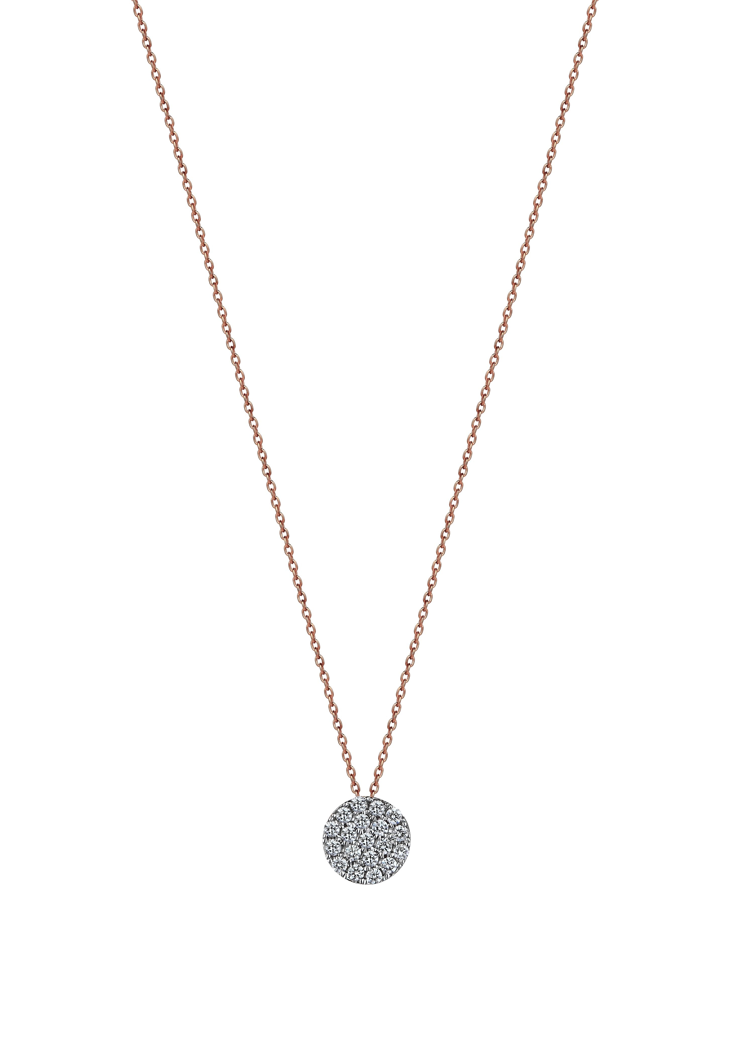 Pave Round Diamond Necklace in Rose Gold - Her Story Shop