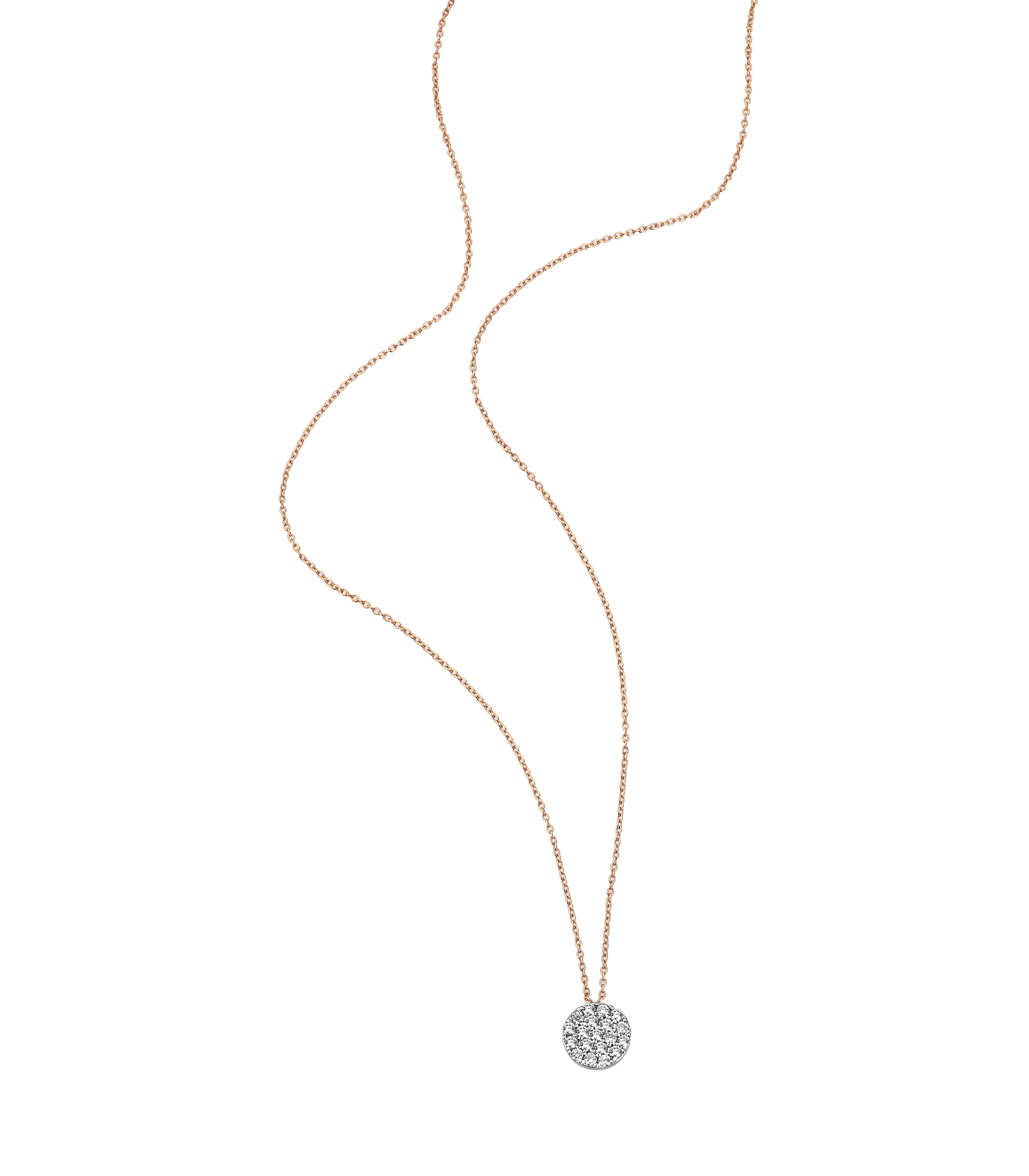 Pave Round Diamond Necklace in Rose Gold - Her Story Shop