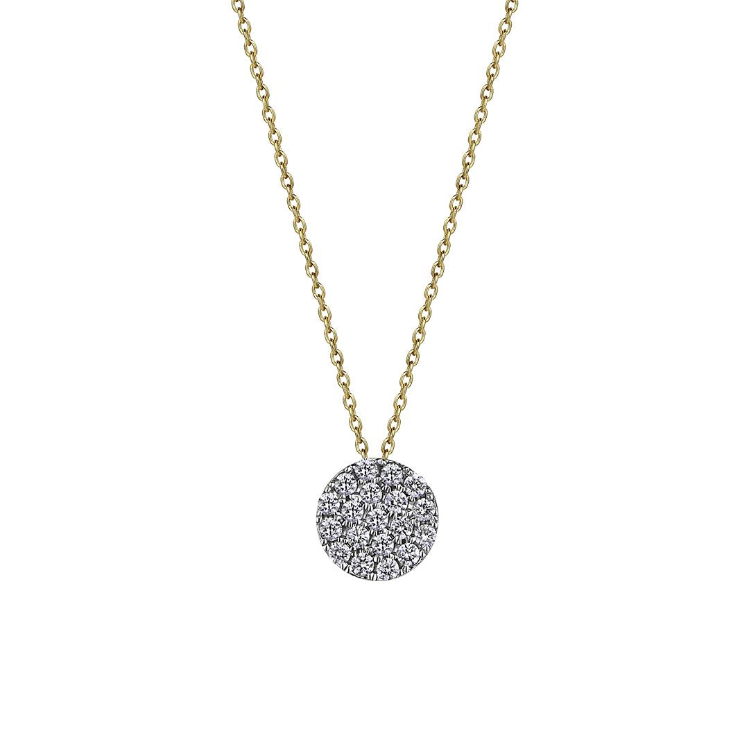 Pave Round Diamond Necklace in Yellow Gold - Her Story Shop