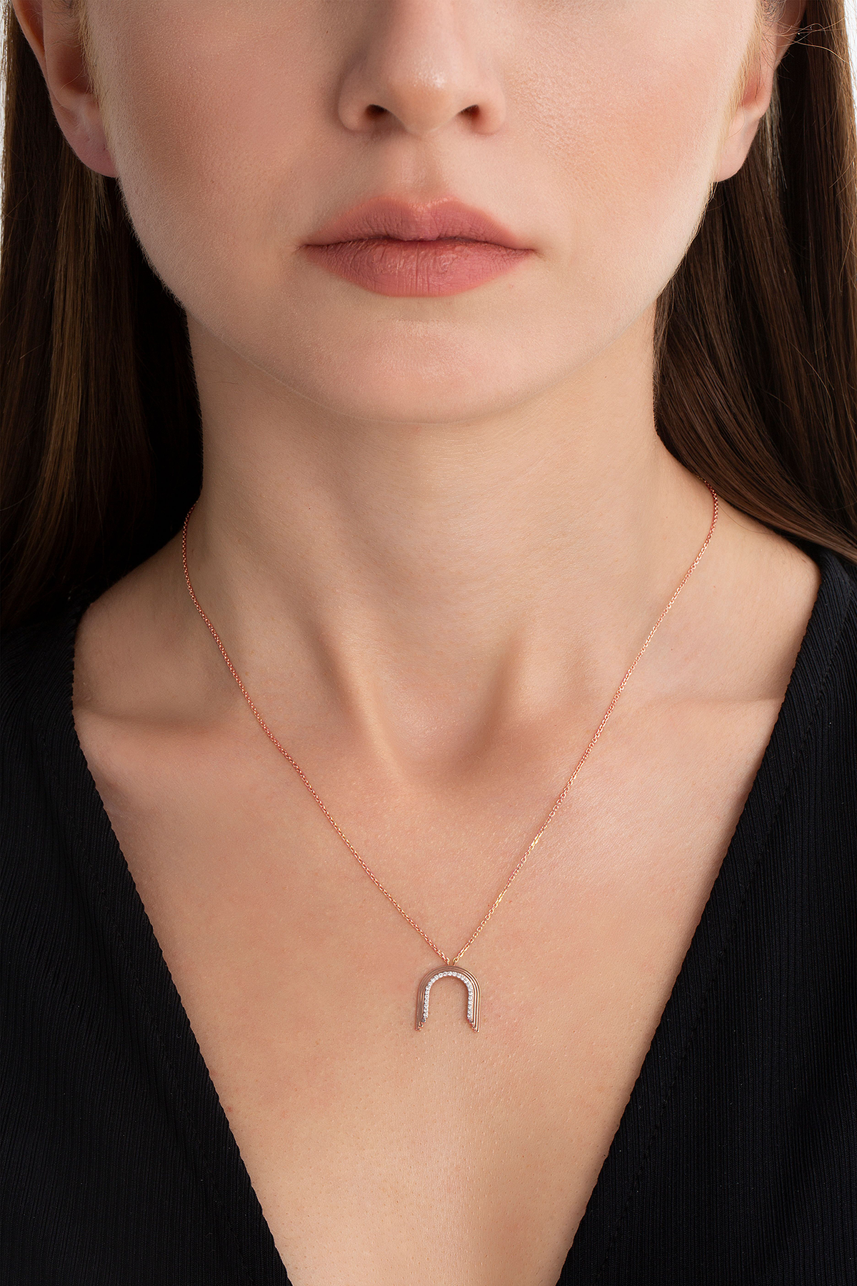 Concave Mini Arch Necklace in Rose Gold - Her Story Shop