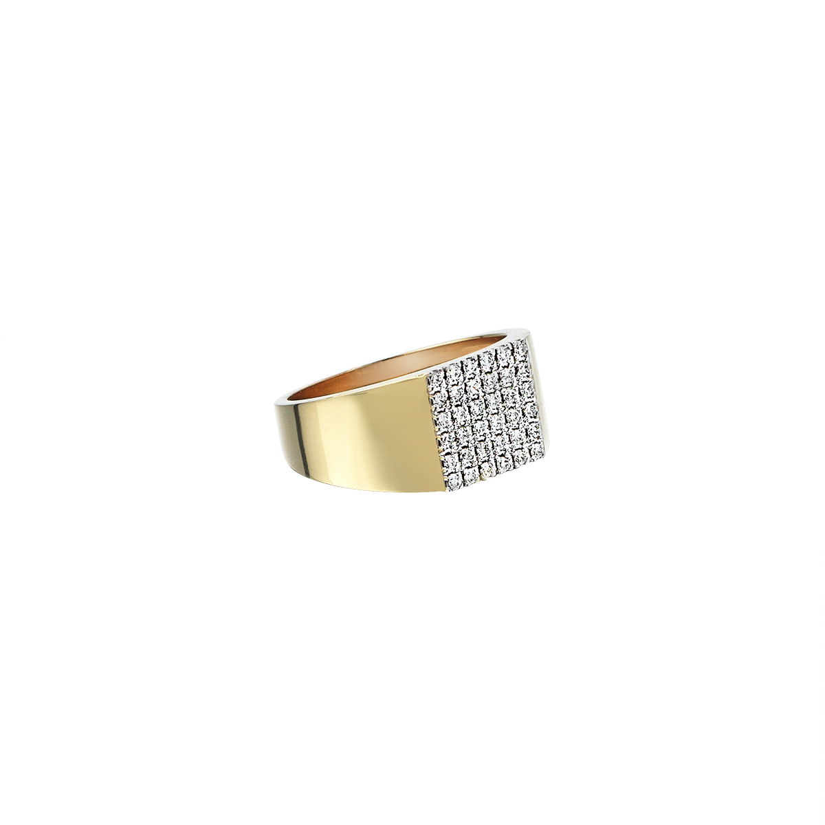 Pave Square Ring in Yellow Gold - Her Story Shop