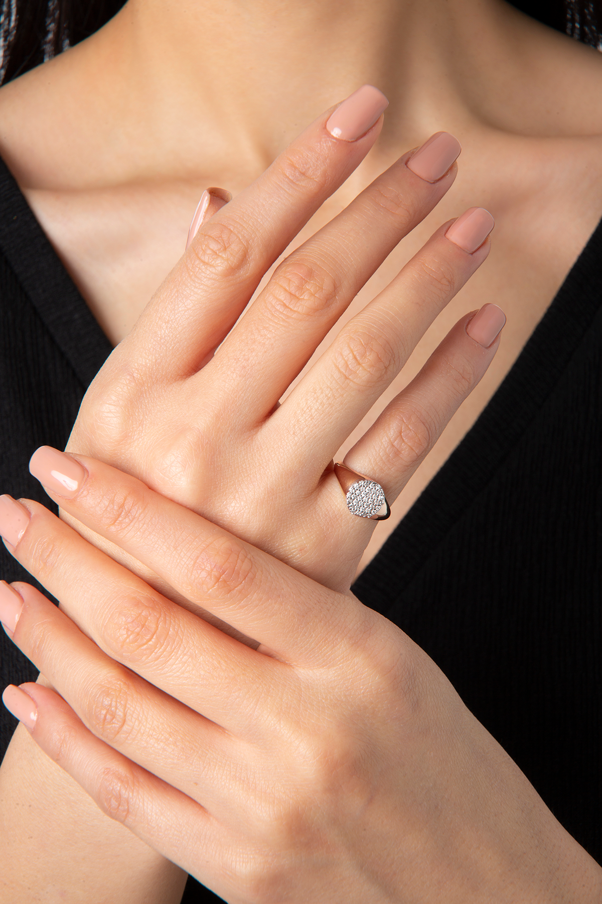 Pave Circular Ring in Rose Gold - Her Story Shop