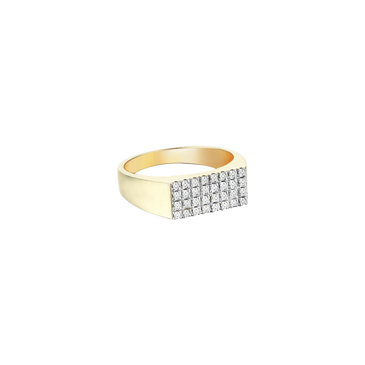 Pave Rectangular Ring in Yellow Gold - Her Story Shop