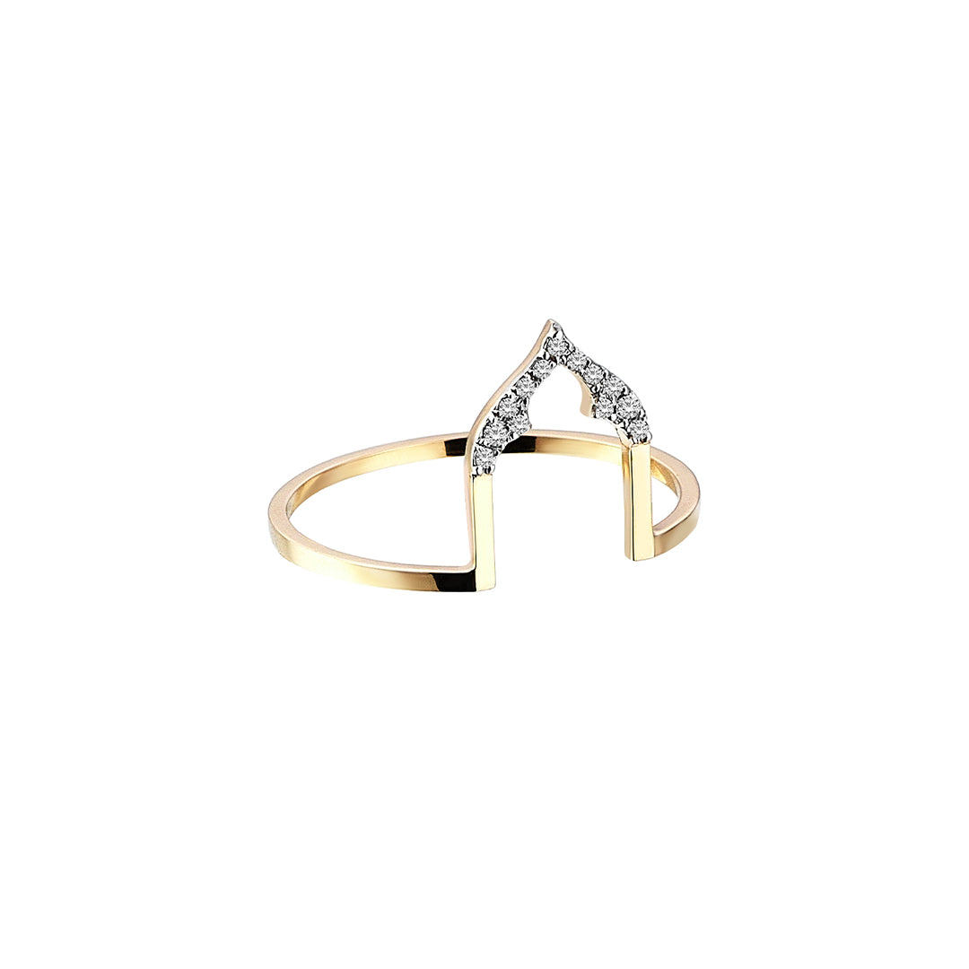 Pointed Trefoil Ring in Yellow Gold - Her Story Shop