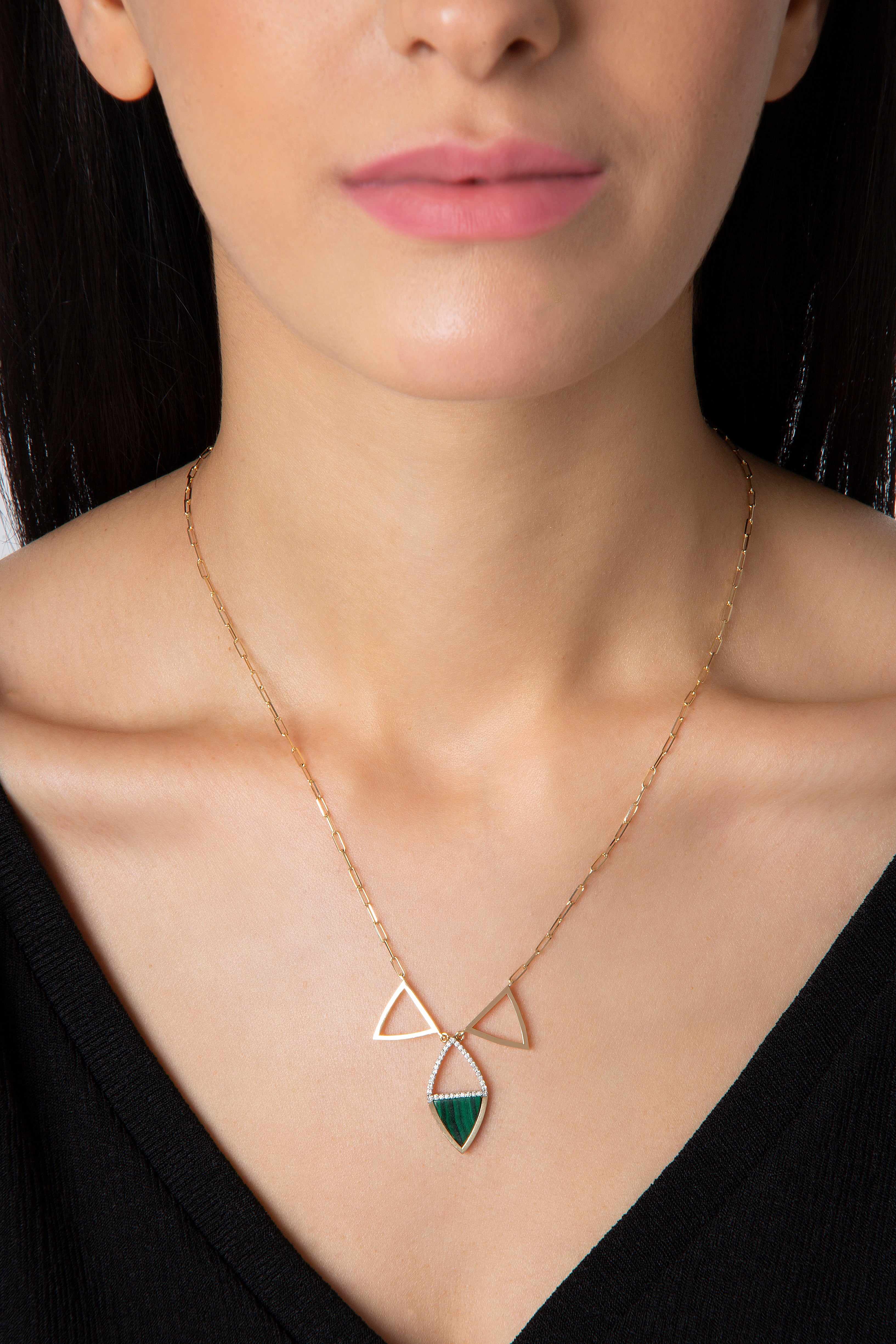 Feminine Glory Mini Green Necklace in Yellow Gold - Her Story Shop