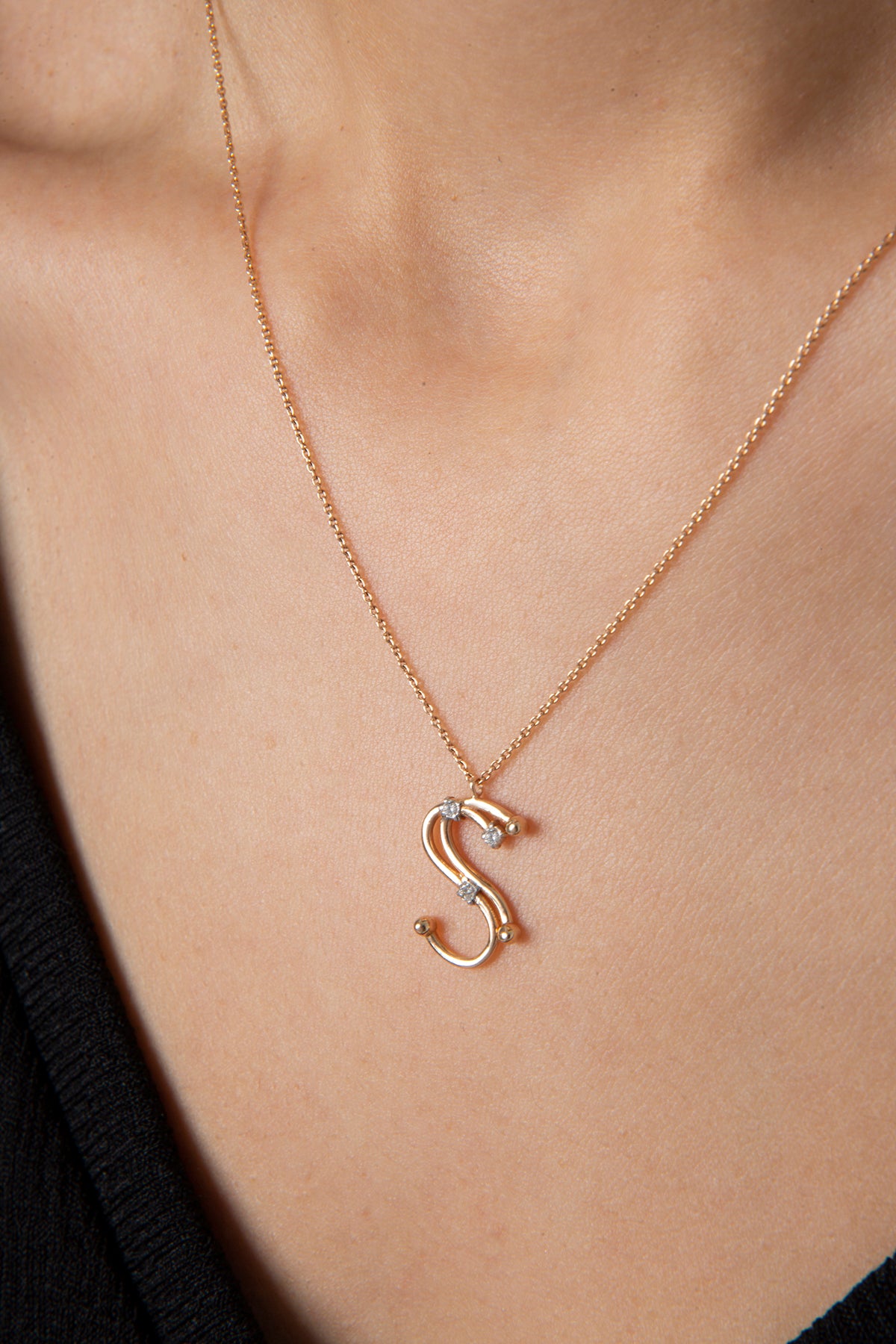 Galactic Necklace Initials in Rose Gold - Her Story Shop