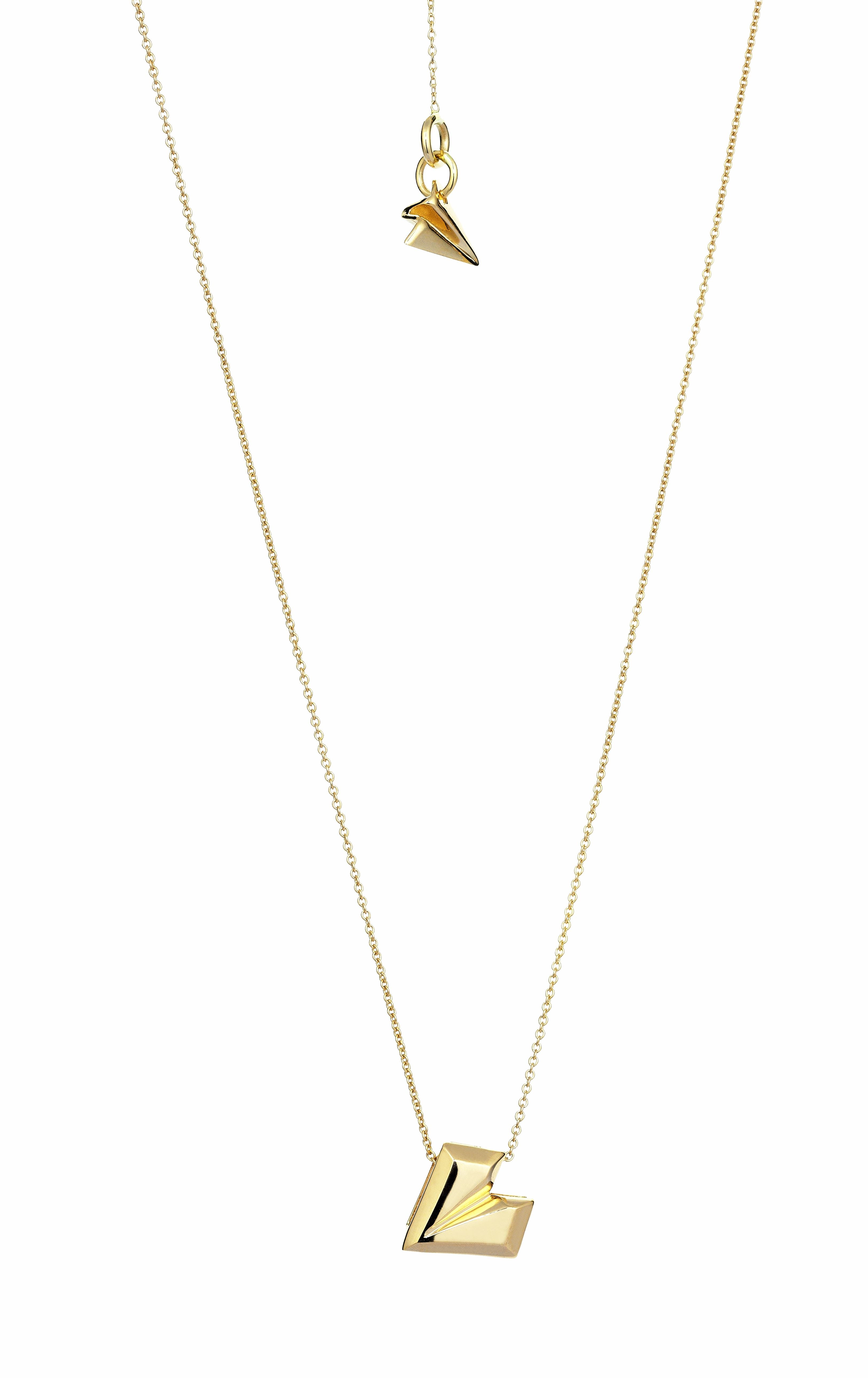 Origami Love Little Necklace in Yellow Gold - Her Story Shop