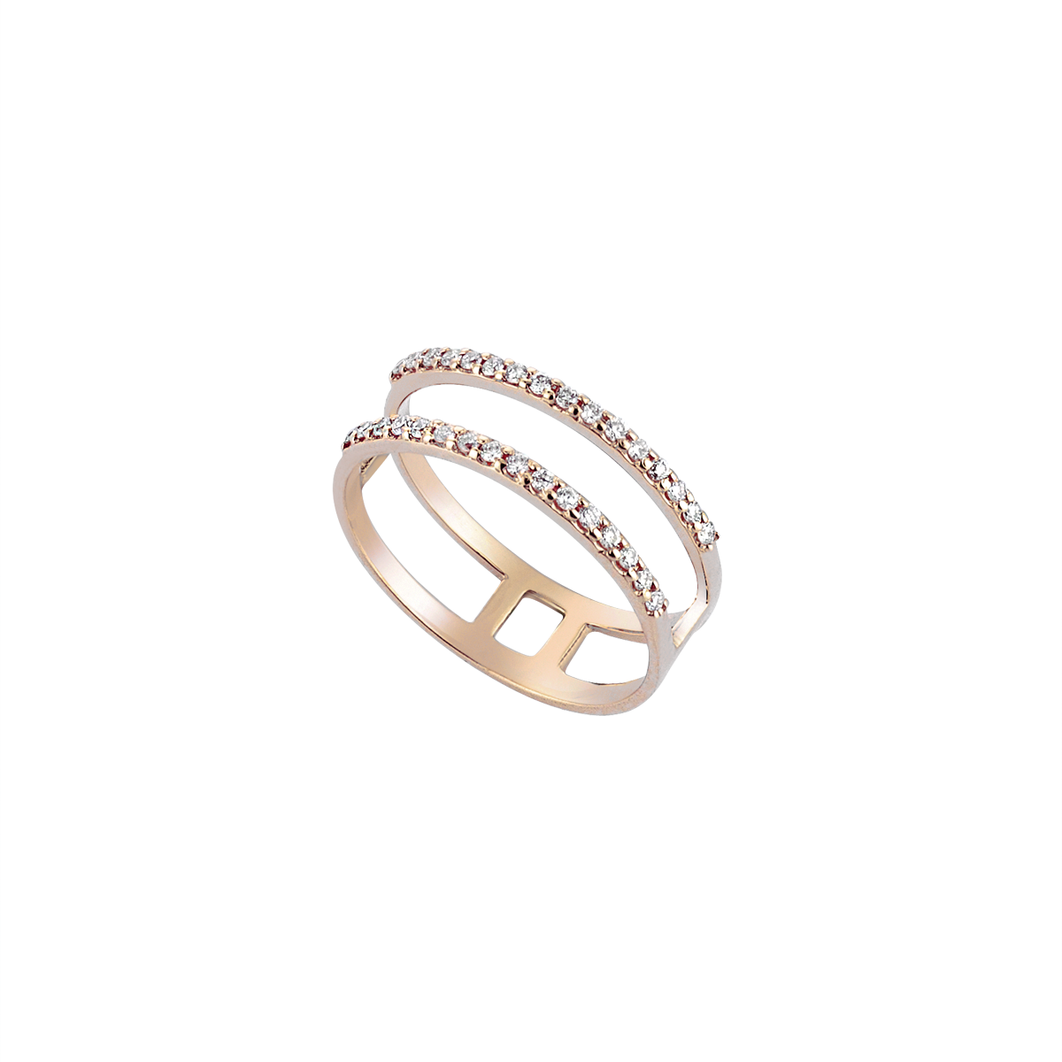 Double Diamond Line Midi Ring in Rose Gold - Her Story Shop