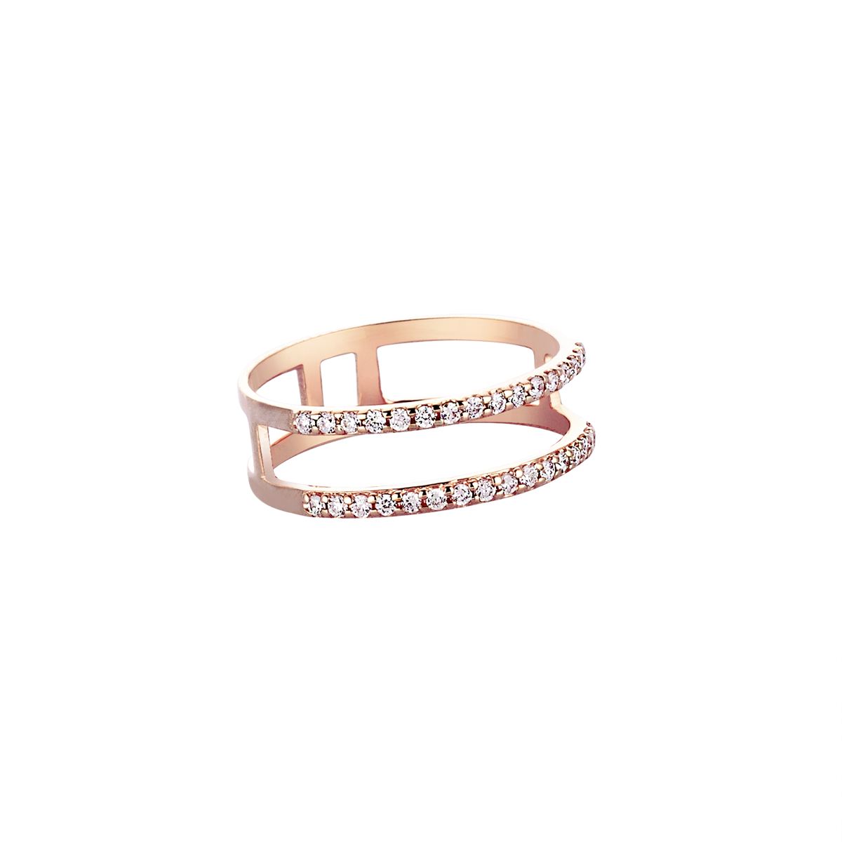 Double Diamond Line Midi Ring in Rose Gold - Her Story Shop
