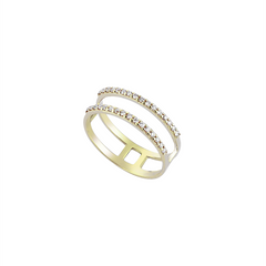 Double Diamond Line Midi Ring in Yellow Gold - Her Story Shop