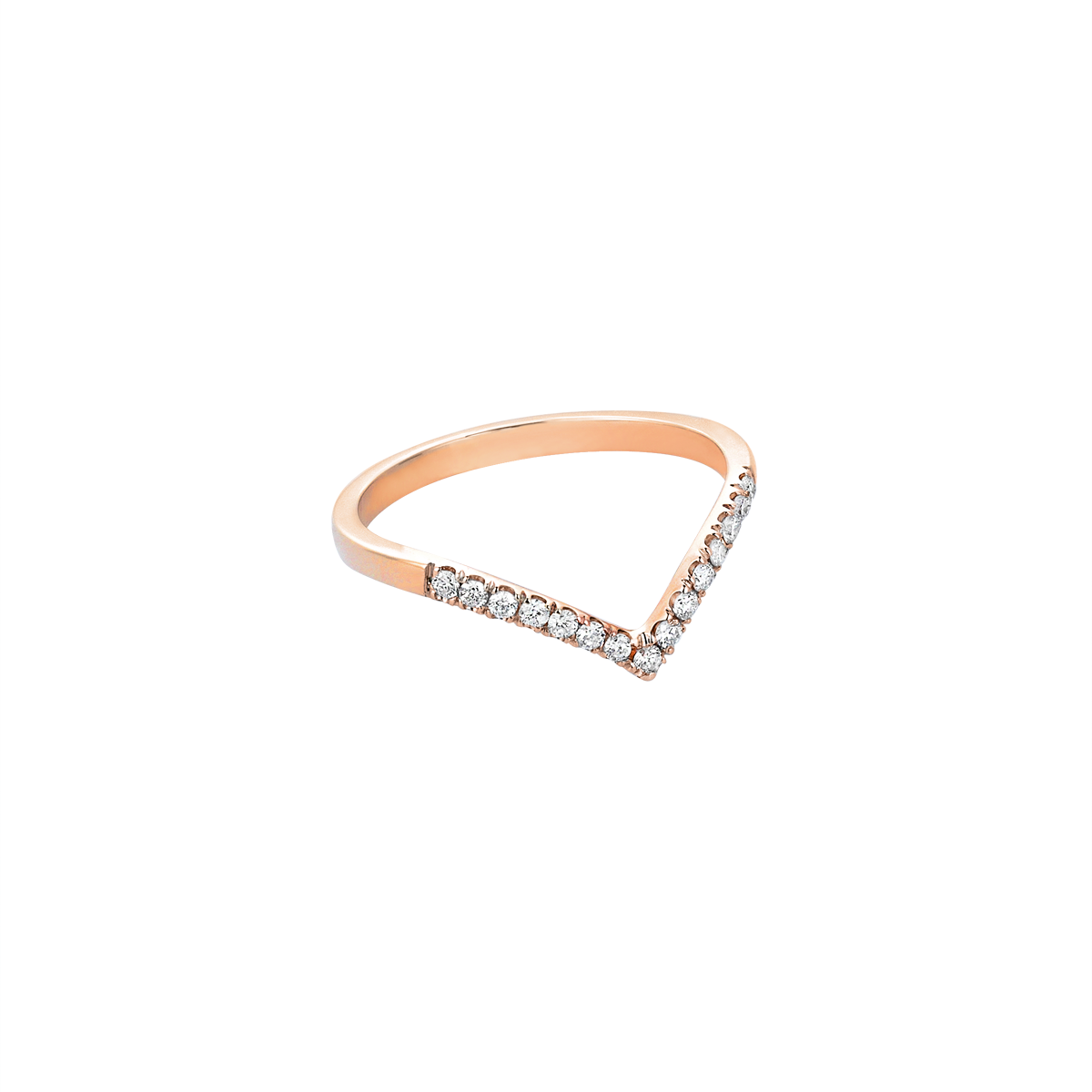 V Diamond Midi Ring in Rose Gold - Her Story Shop