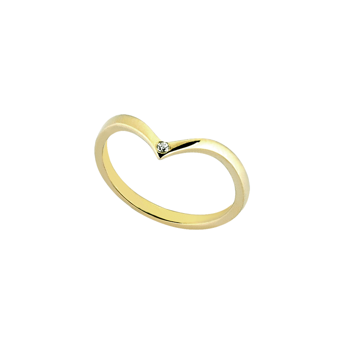 V Midi Ring in Yellow Gold - Her Story Shop