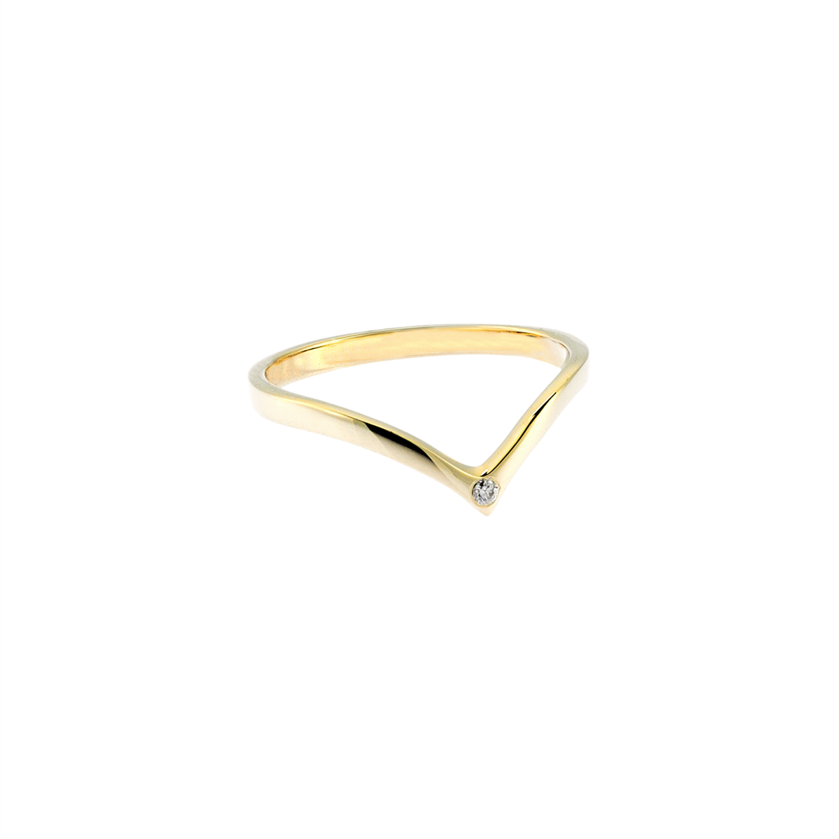 V Midi Ring in Yellow Gold - Her Story Shop