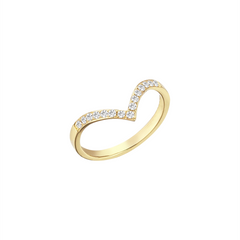 V Diamond Midi Ring in Yellow Gold - Her Story Shop
