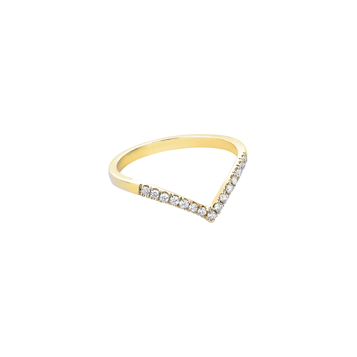 V Diamond Midi Ring in Yellow Gold - Her Story Shop