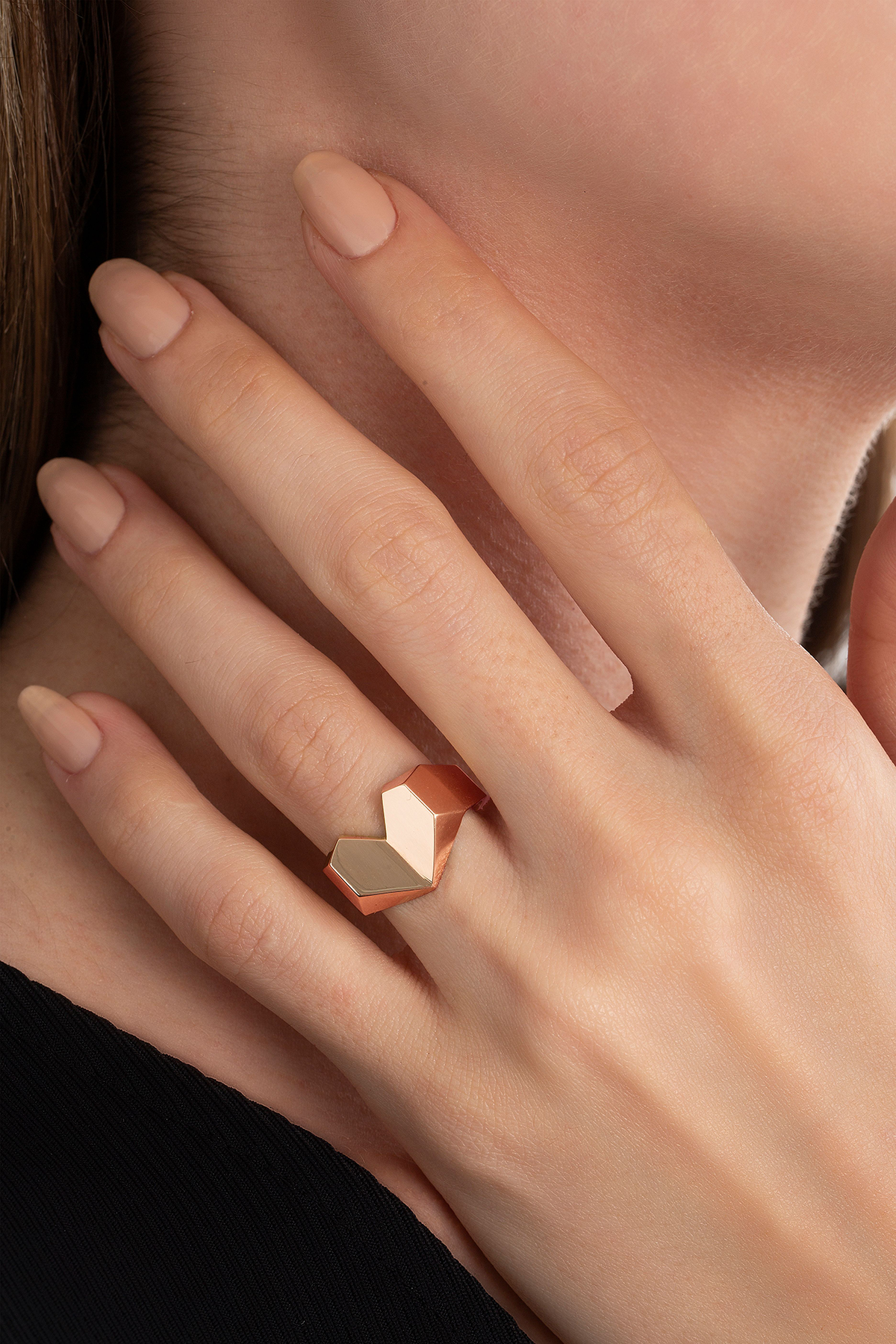 Origami Love Little Finger Ring in Rose Gold - Her Story Shop