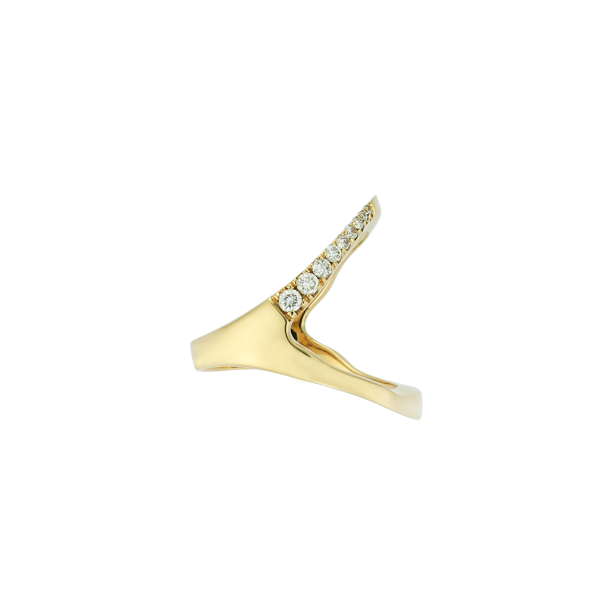 Asymmetric Side Midi Ring in Yellow Gold - Her Story Shop