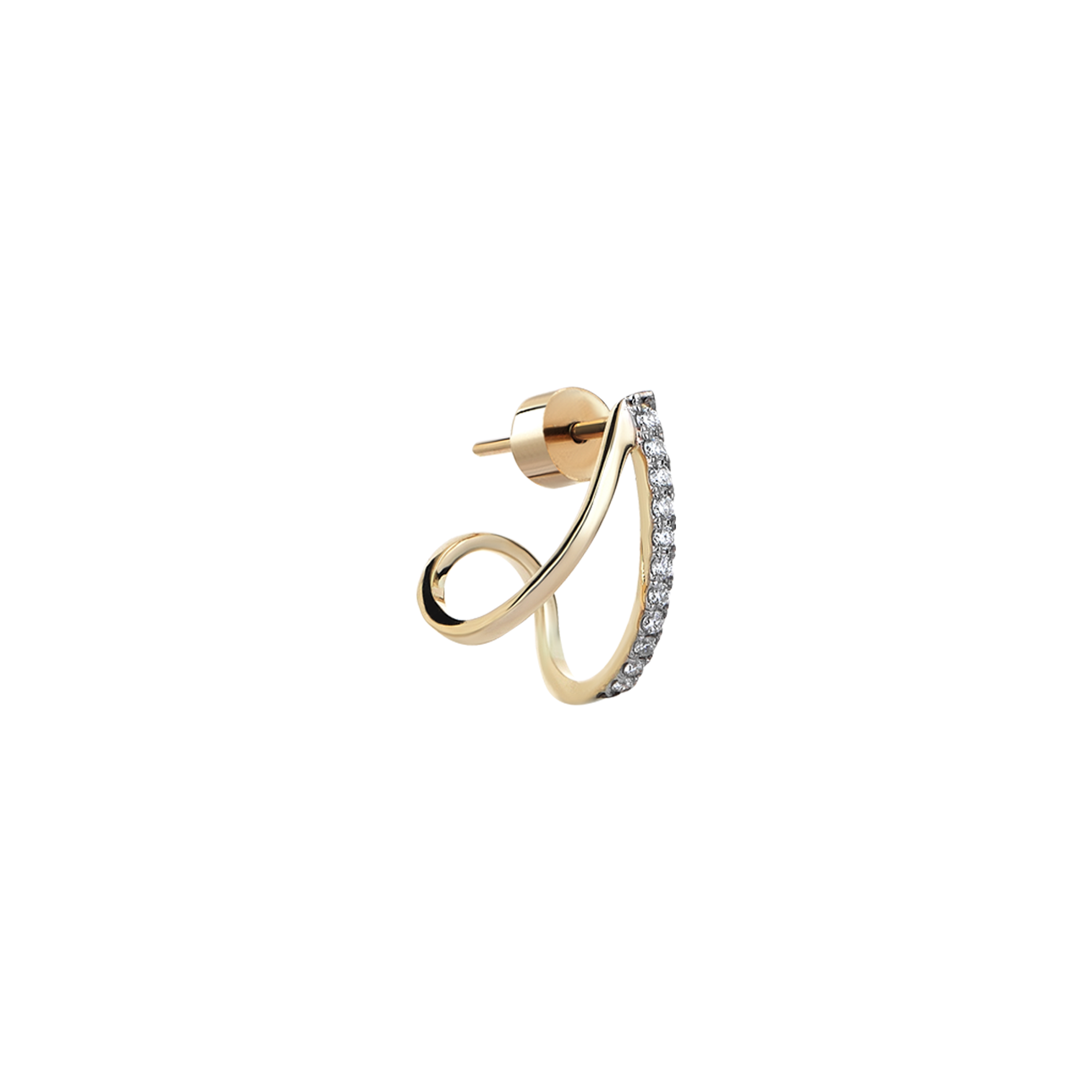Double Hoop Diamond Earring in Yellow Gold - Her Story Shop