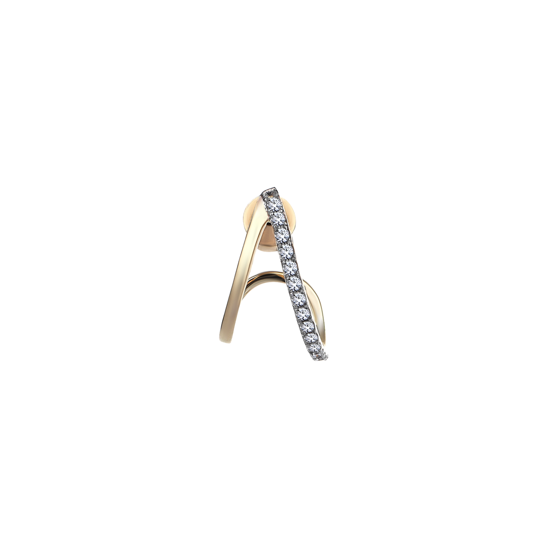 Double Hoop Diamond Earring in Yellow Gold - Her Story Shop