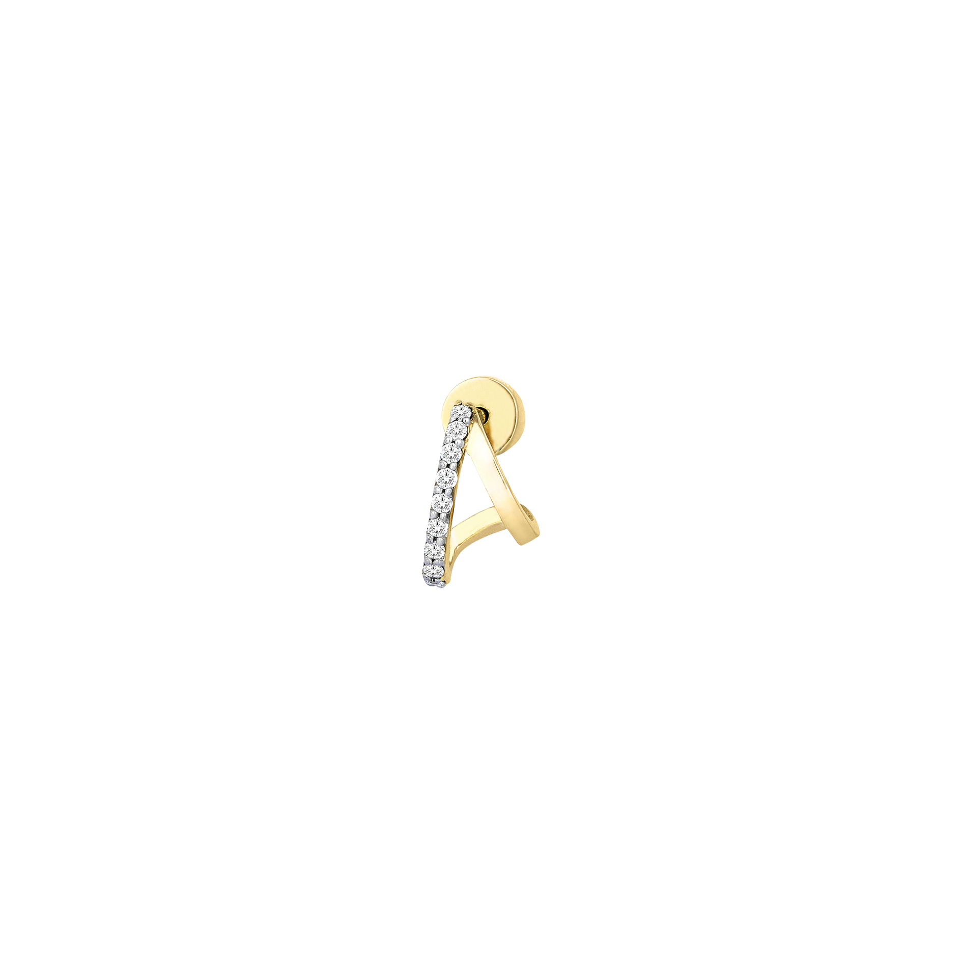 Mini Double Hoop Diamond Earring in Yellow Gold - Her Story Shop