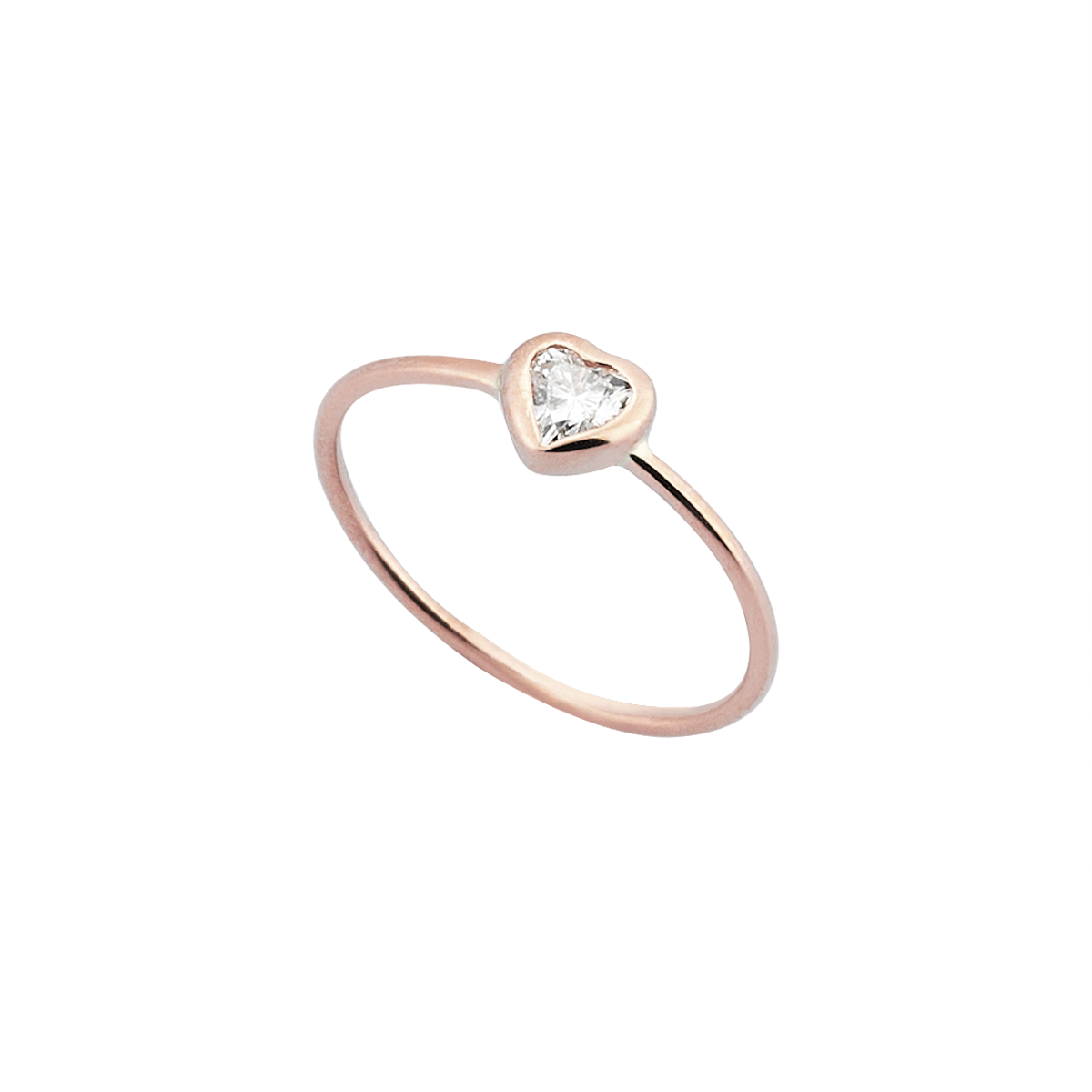 Heart Diamond Midi Ring in Rose Gold - Her Story Shop