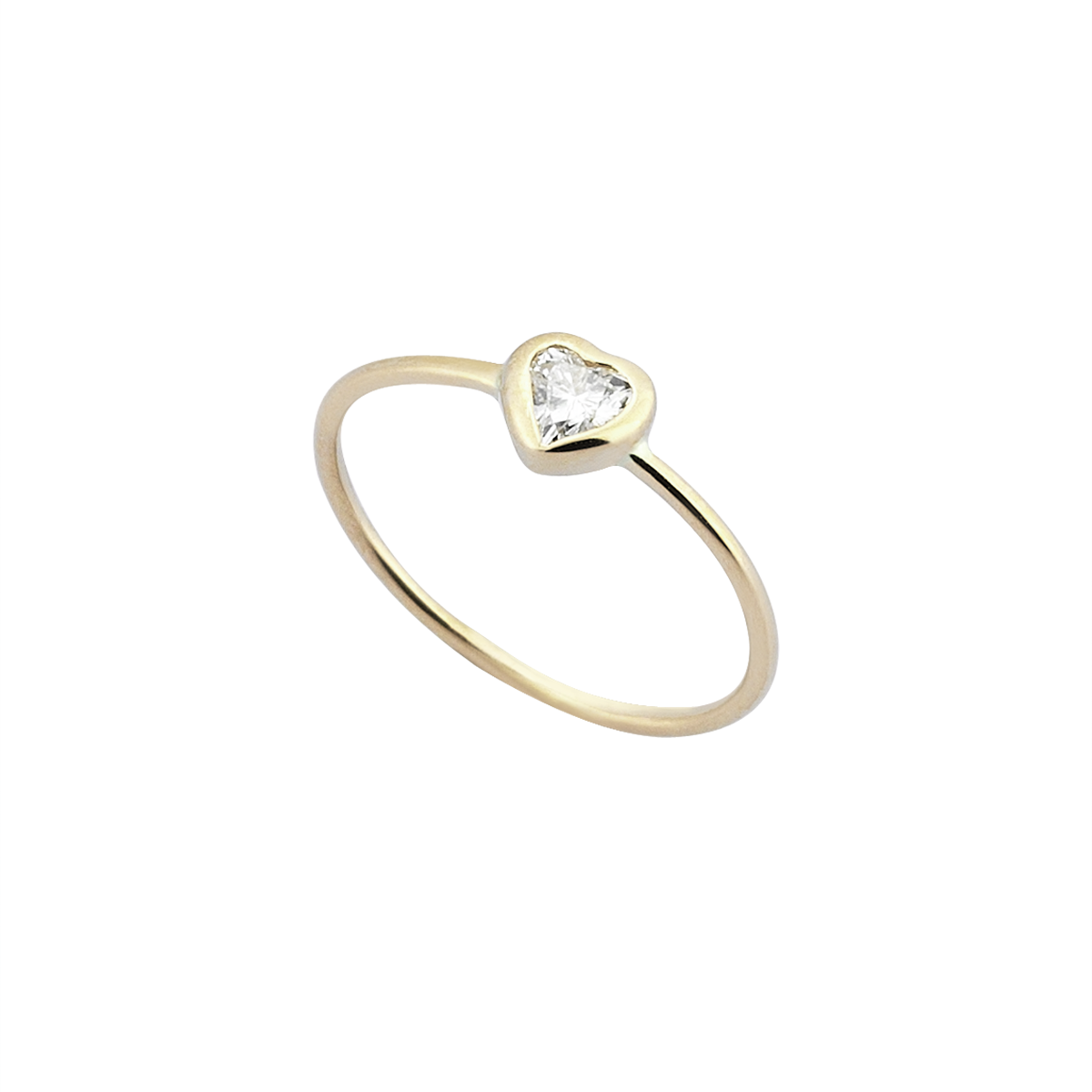 Heart Diamond Midi Ring in Yellow Gold - Her Story Shop