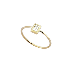 Rectangle Diamond Midi Ring in Yellow Gold - Her Story Shop