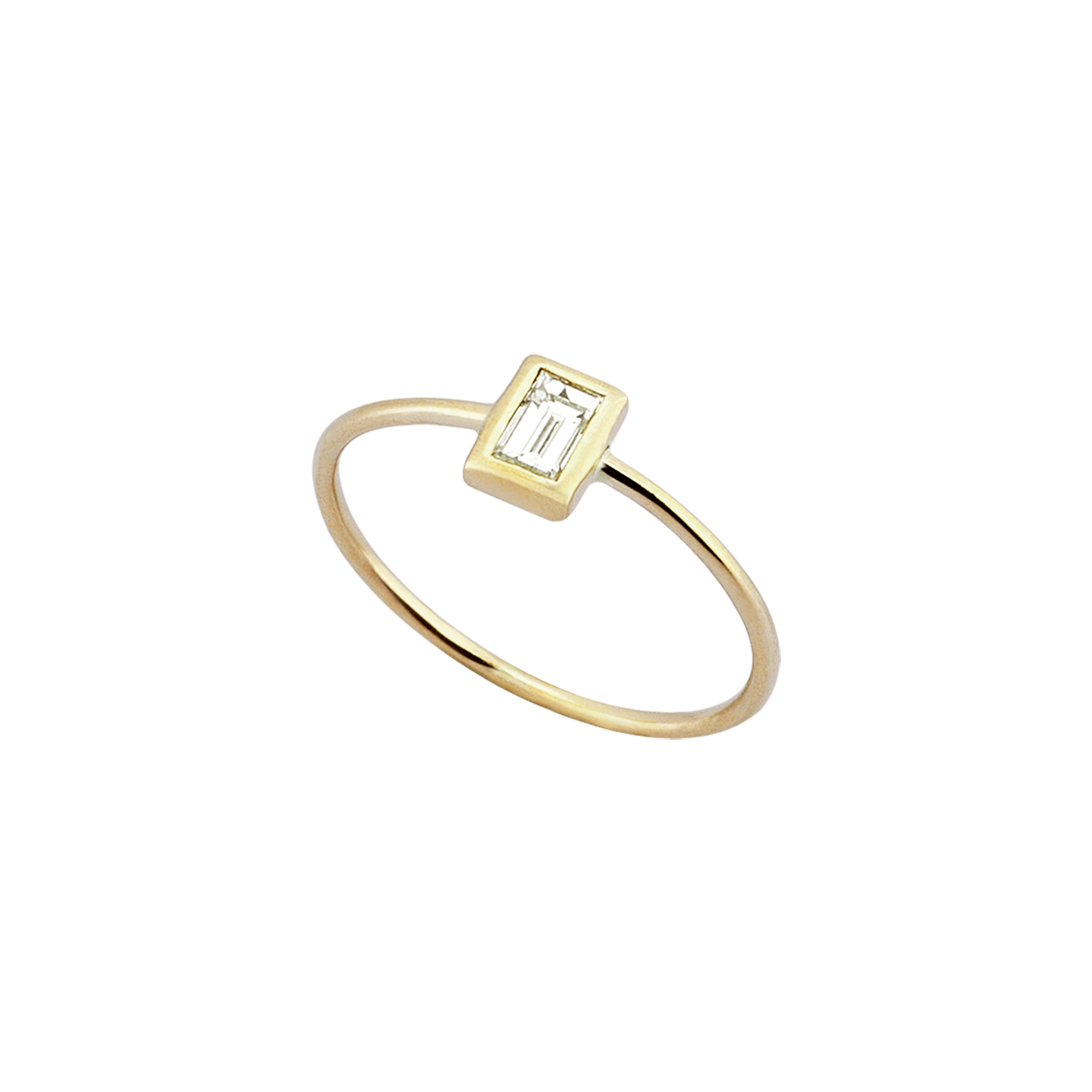 Rectangle Diamond Midi Ring in Yellow Gold - Her Story Shop