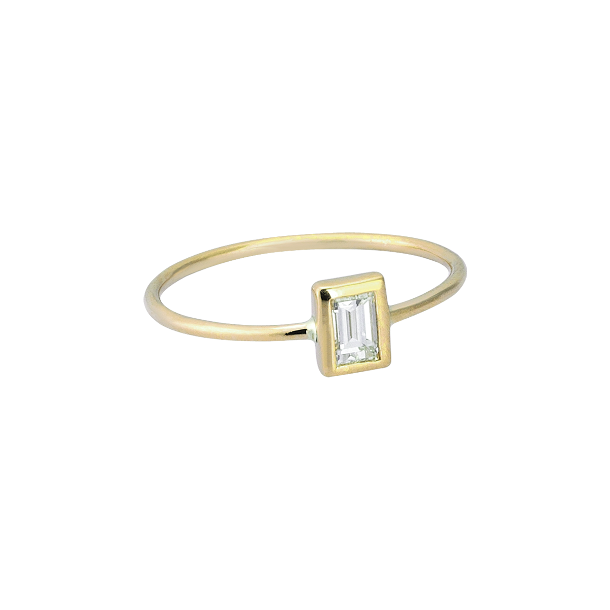Rectangle Diamond Midi Ring in Yellow Gold - Her Story Shop