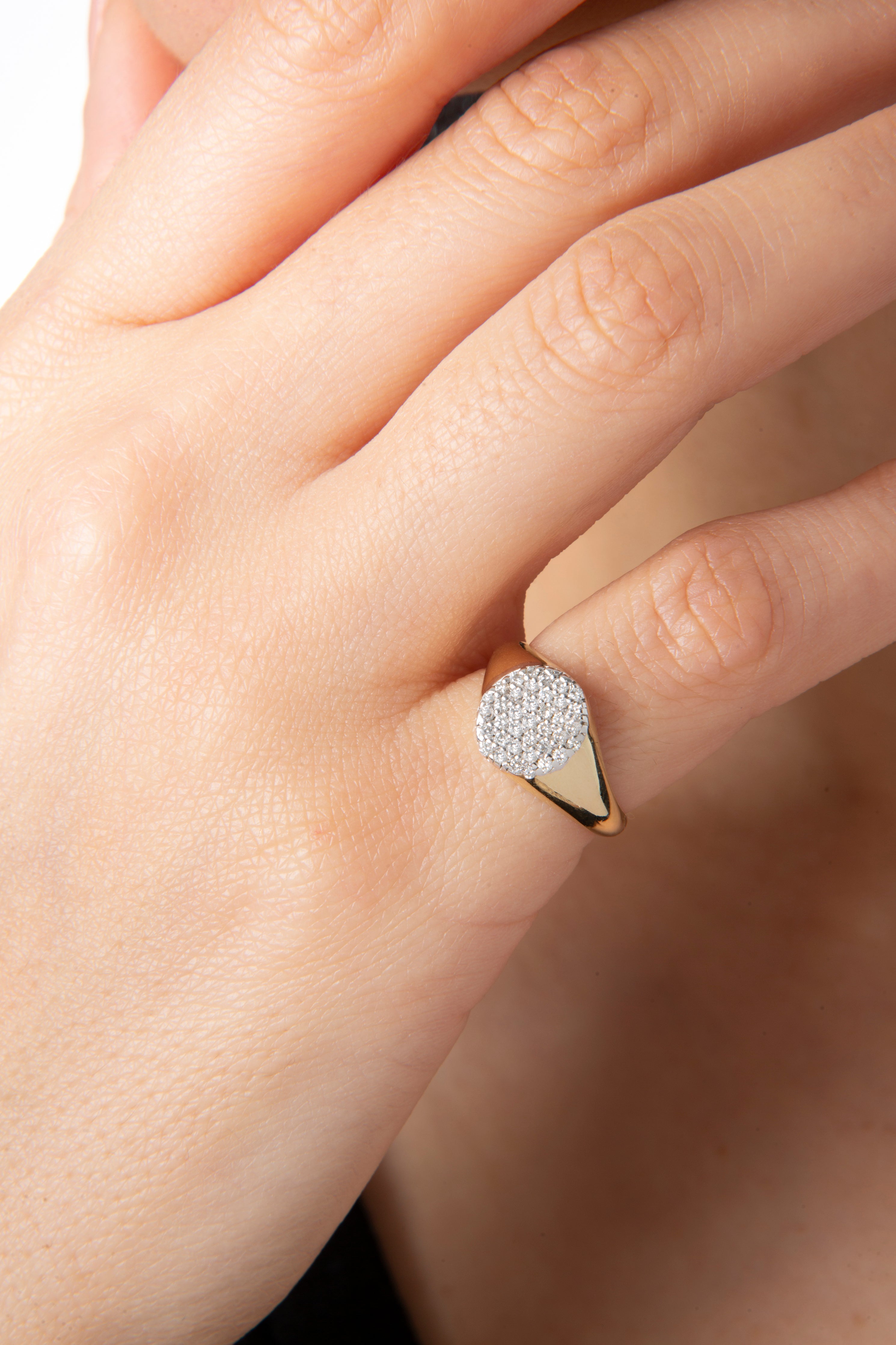 Pave Circular Ring in Yellow Gold - Her Story Shop