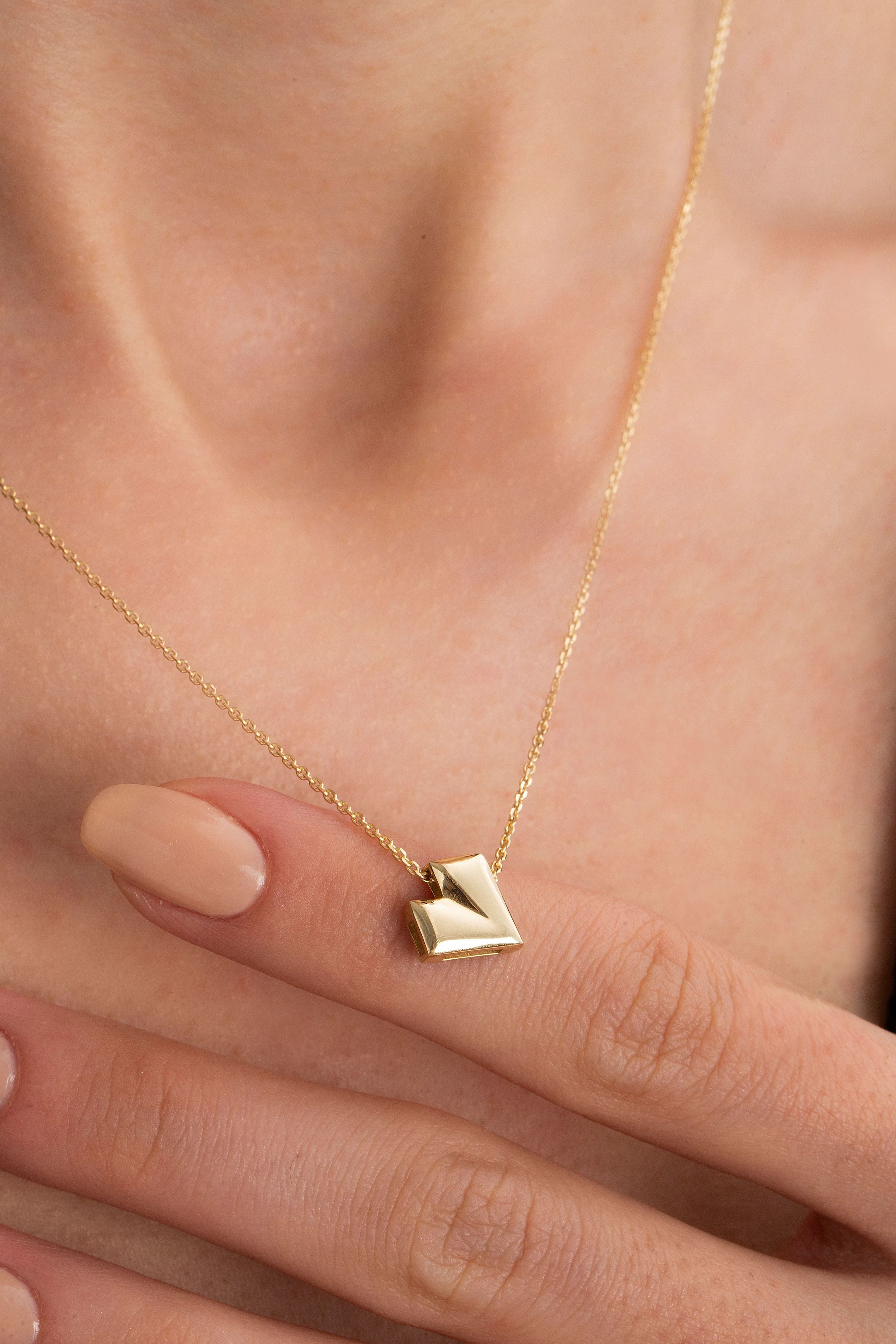 Origami Love Little Necklace in Yellow Gold - Her Story Shop