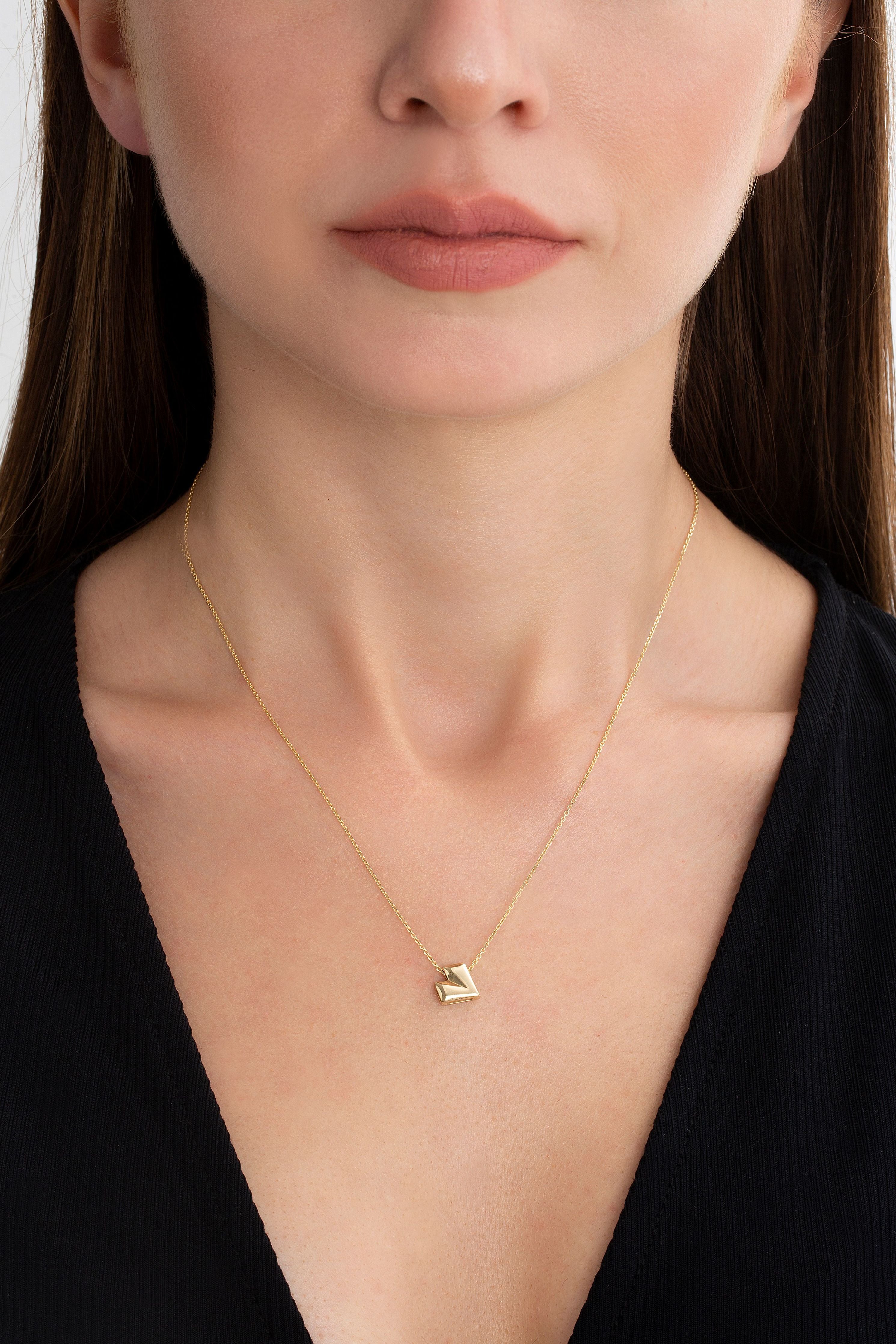 Origami Love Little Necklace in Yellow Gold - Her Story Shop