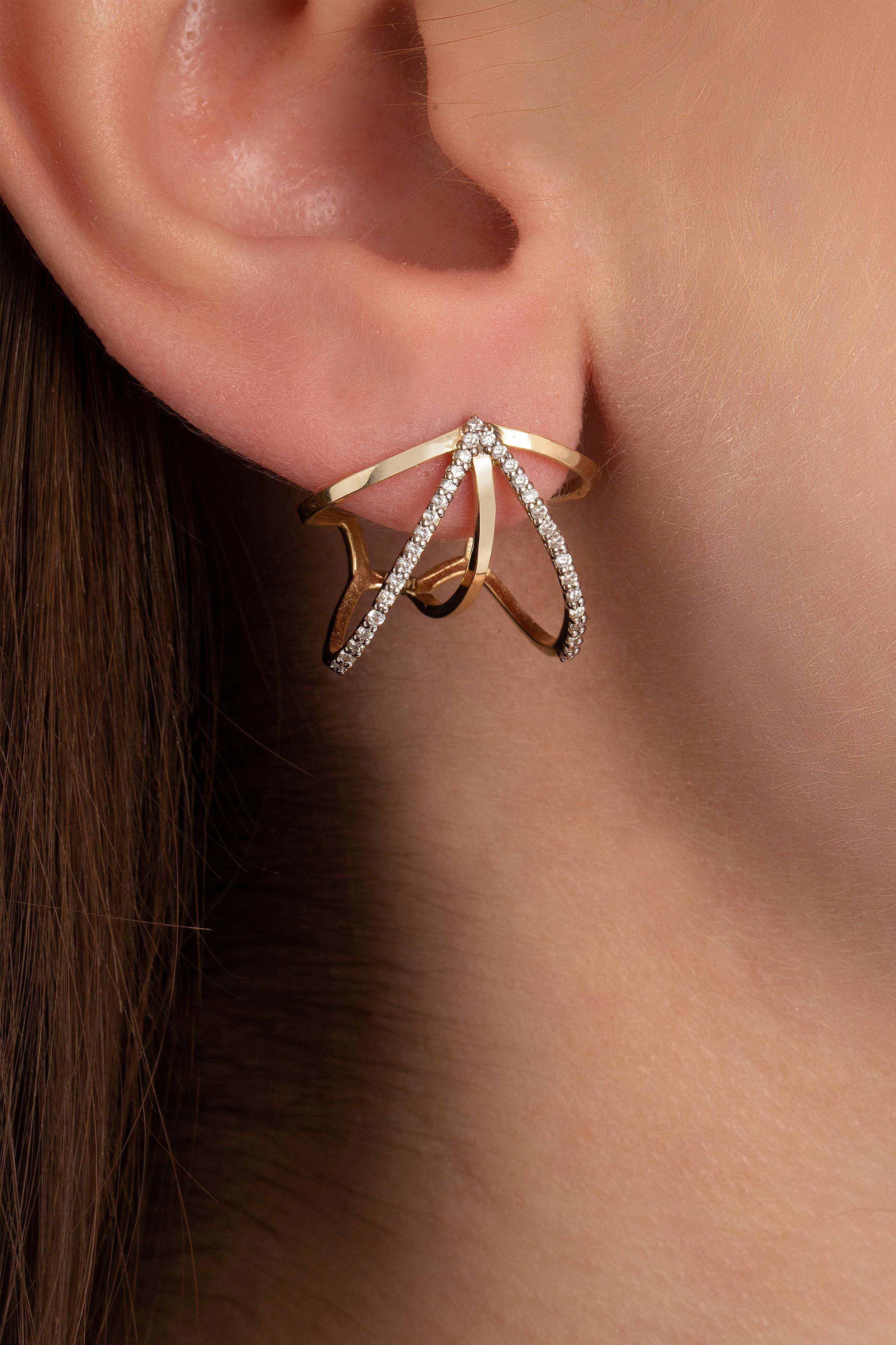 Pentapus Diamond Earcage in Yellow Gold - Her Story Shop
