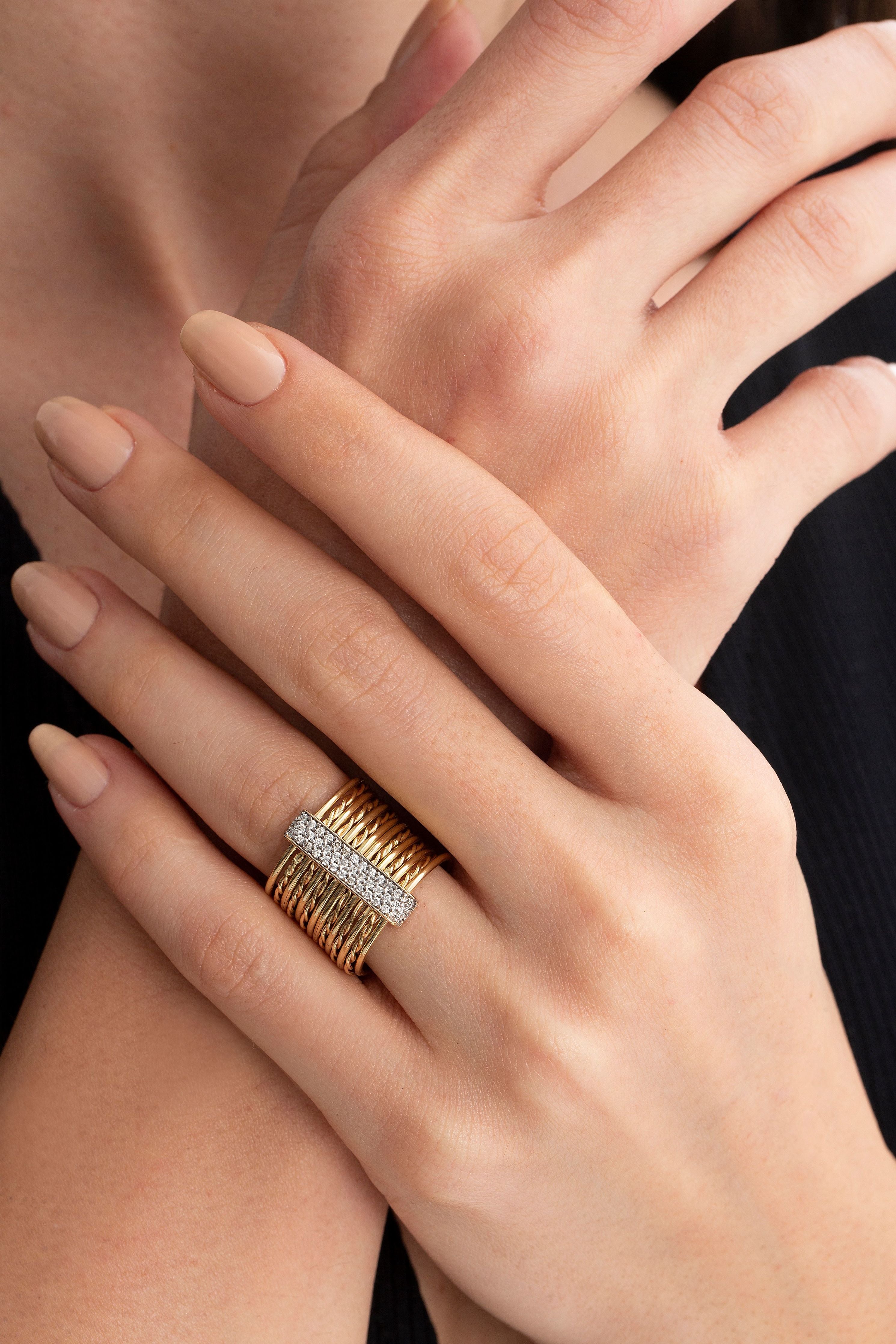 Attached Coils Ring in Yellow Gold - Her Story Shop