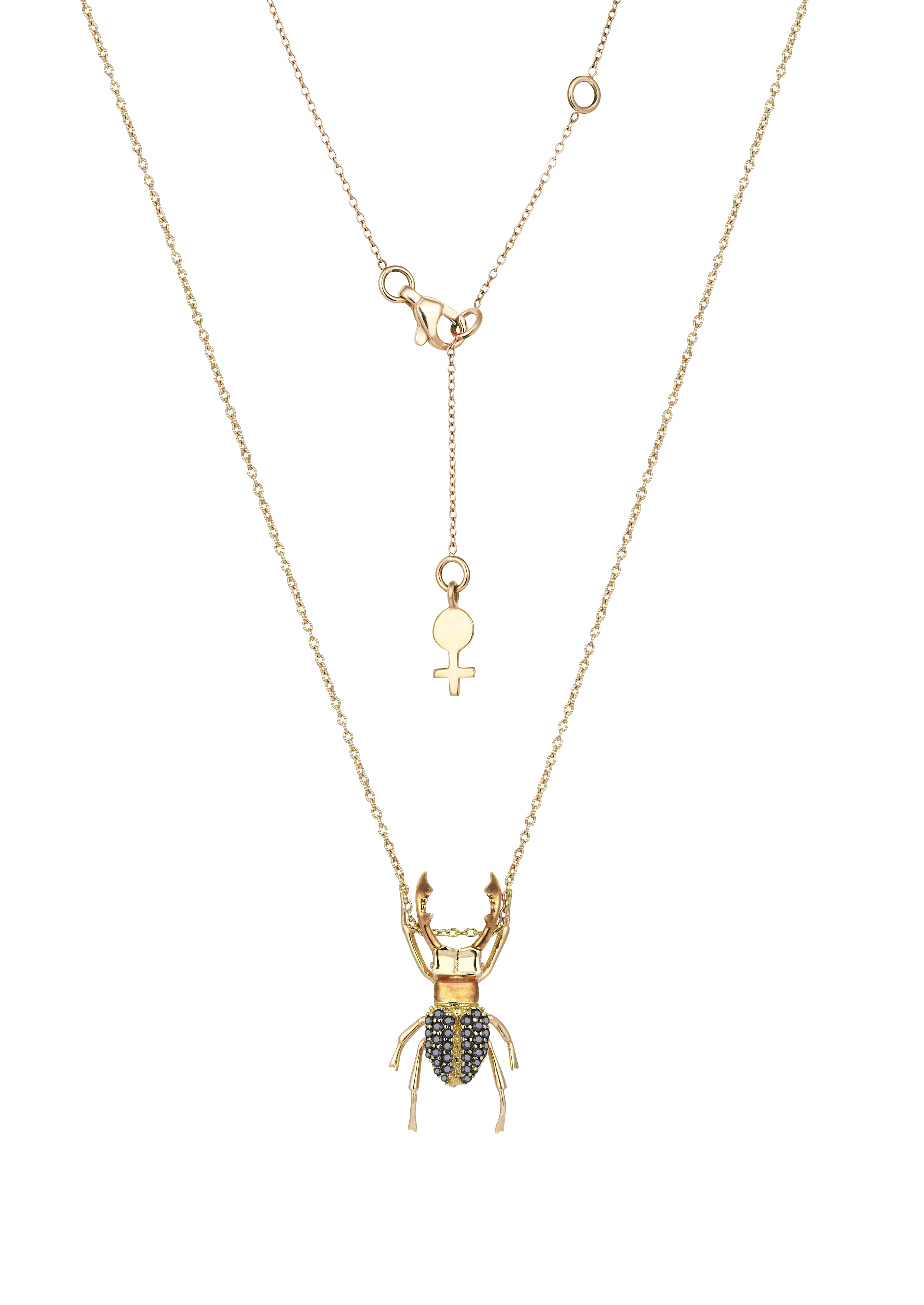 Stag Beetle Necklace in Yellow Gold - Her Story Shop